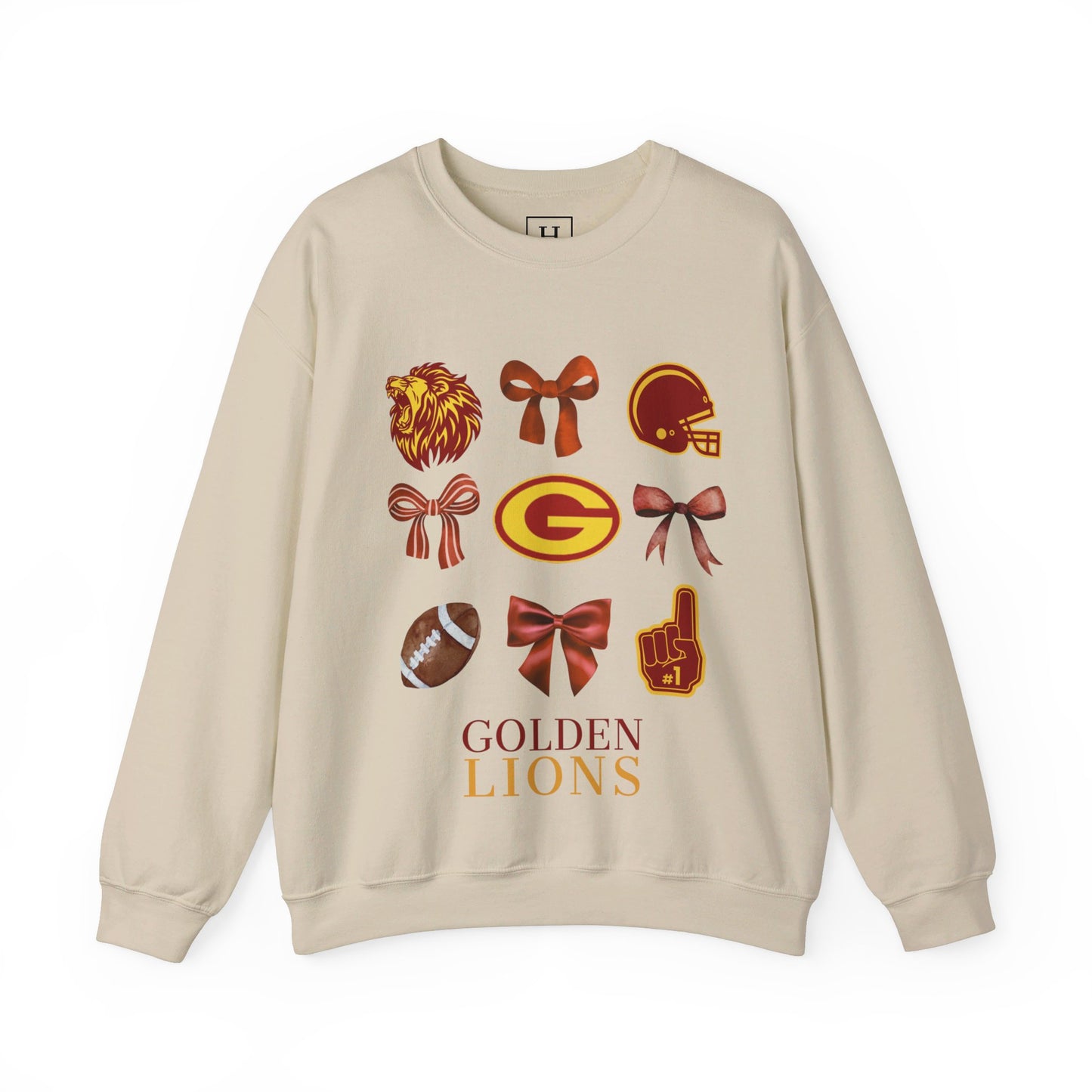 Garrard County High School Lions Bows & Football Sweaters (Front Only)