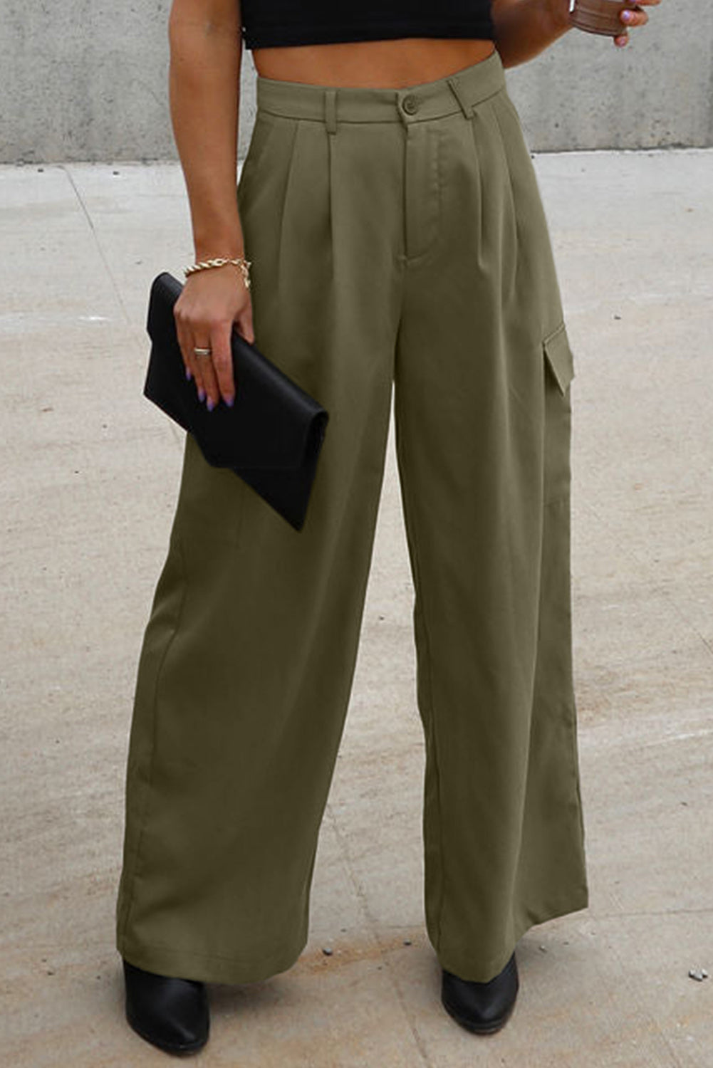 Ruched Wide Leg Cargo Pants