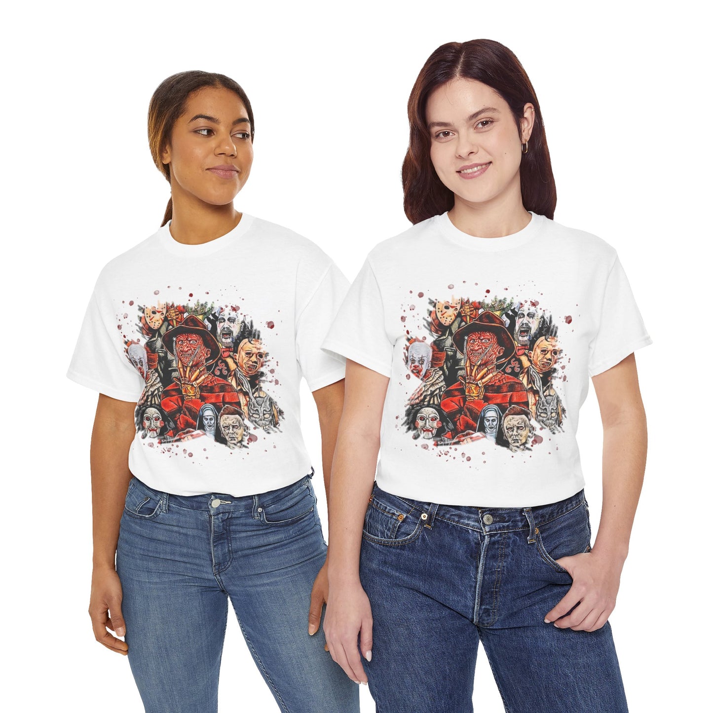 Halloween; Classic Horror Characters with Blood Splatter -- Unisex