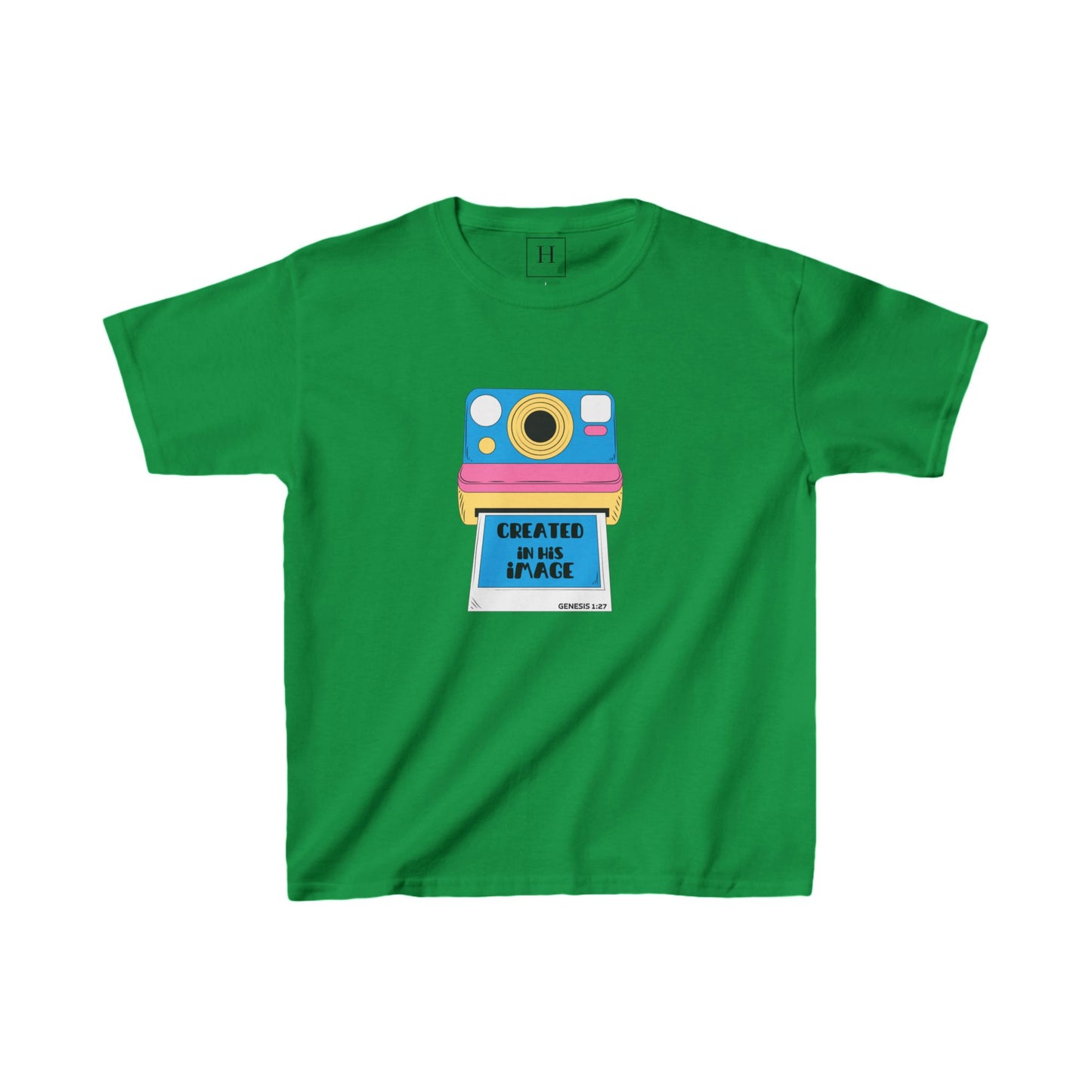 Youth - Created In His Image Polaroid Camera Christian Heavy Cotton Tee
