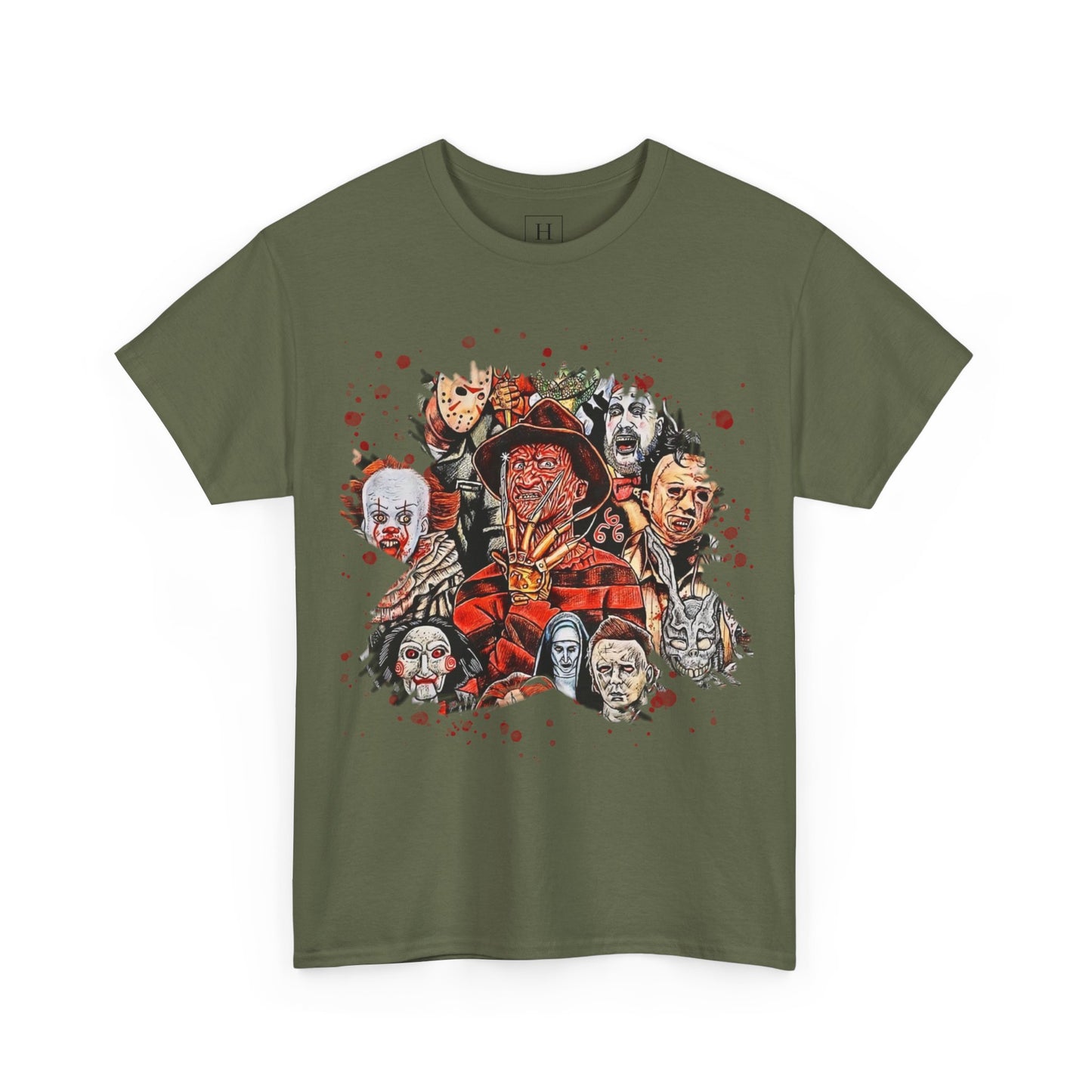 Halloween; Classic Horror Characters with Blood Splatter -- Unisex