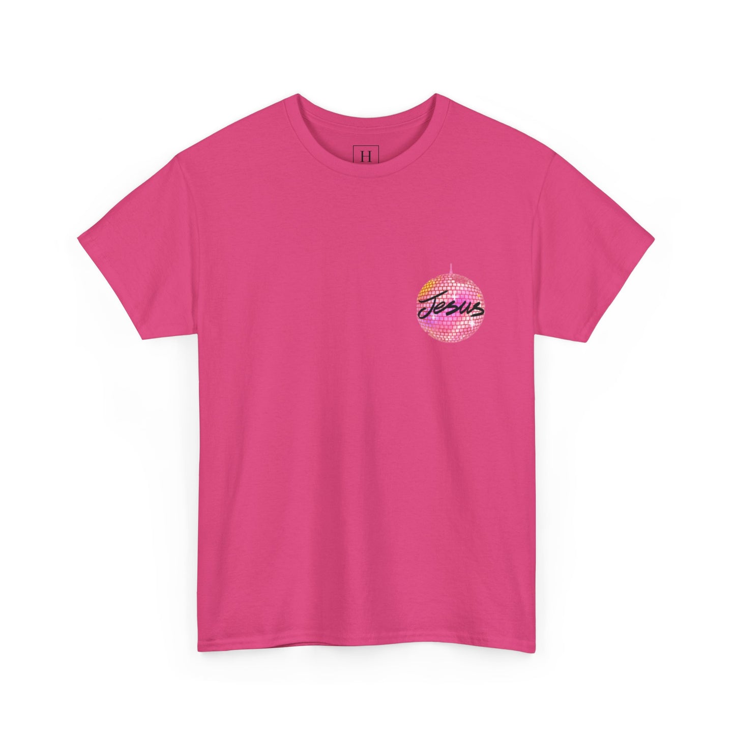 Love like jesus disco christian shirt pink (front and back)