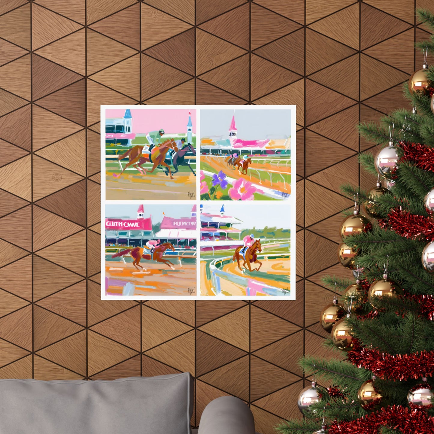 Kentucky Horse Racing Oil Painting on Matte Poster