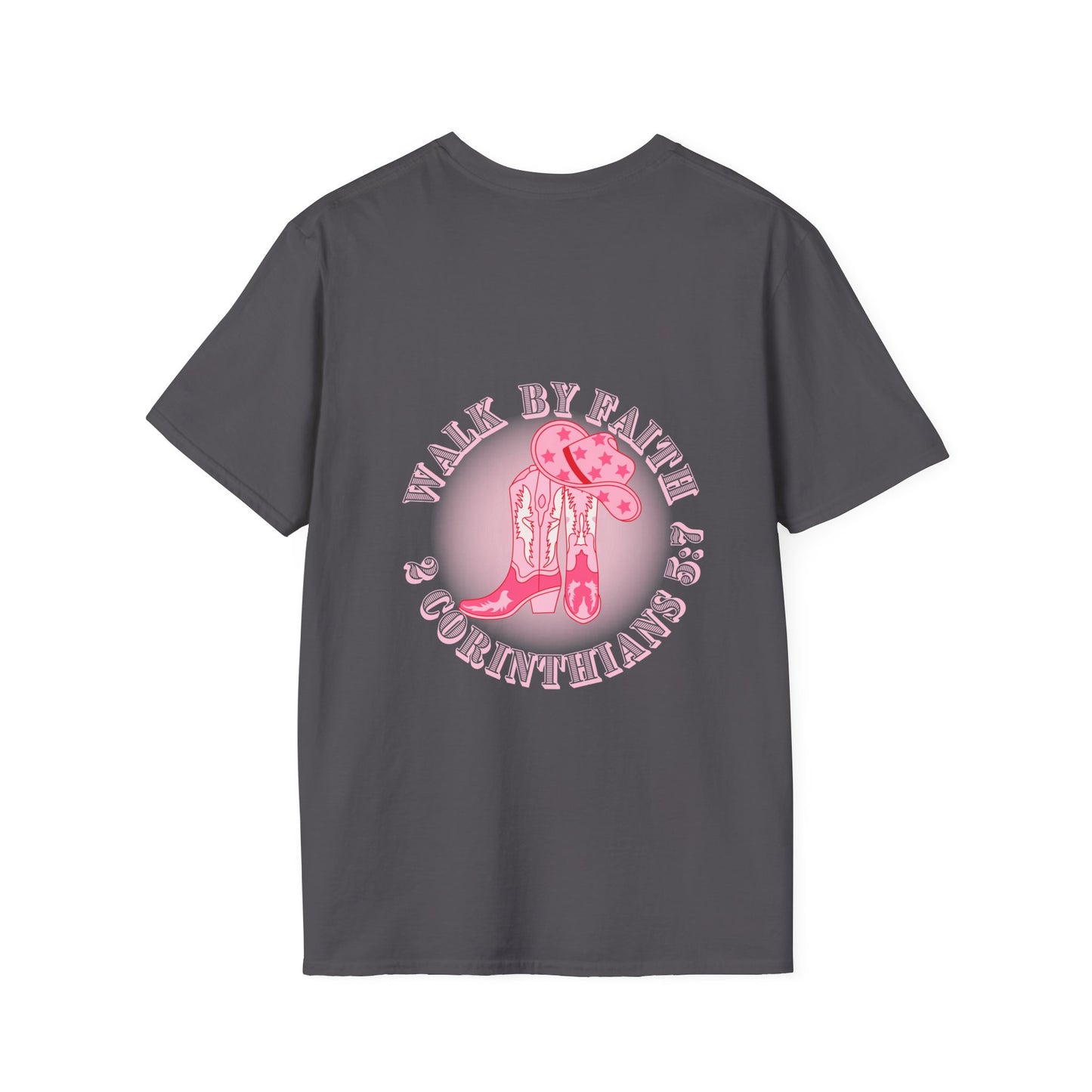 walk by faith cowgirl boot christian shirt (front and back)