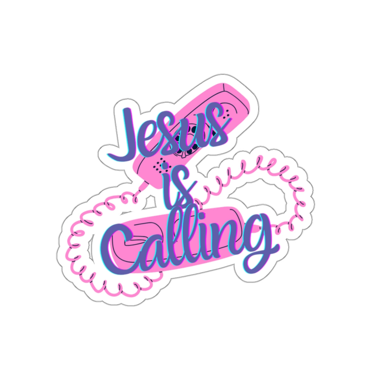 Jesus Is Calling Retro Phone Christian Kiss-Cut Stickers