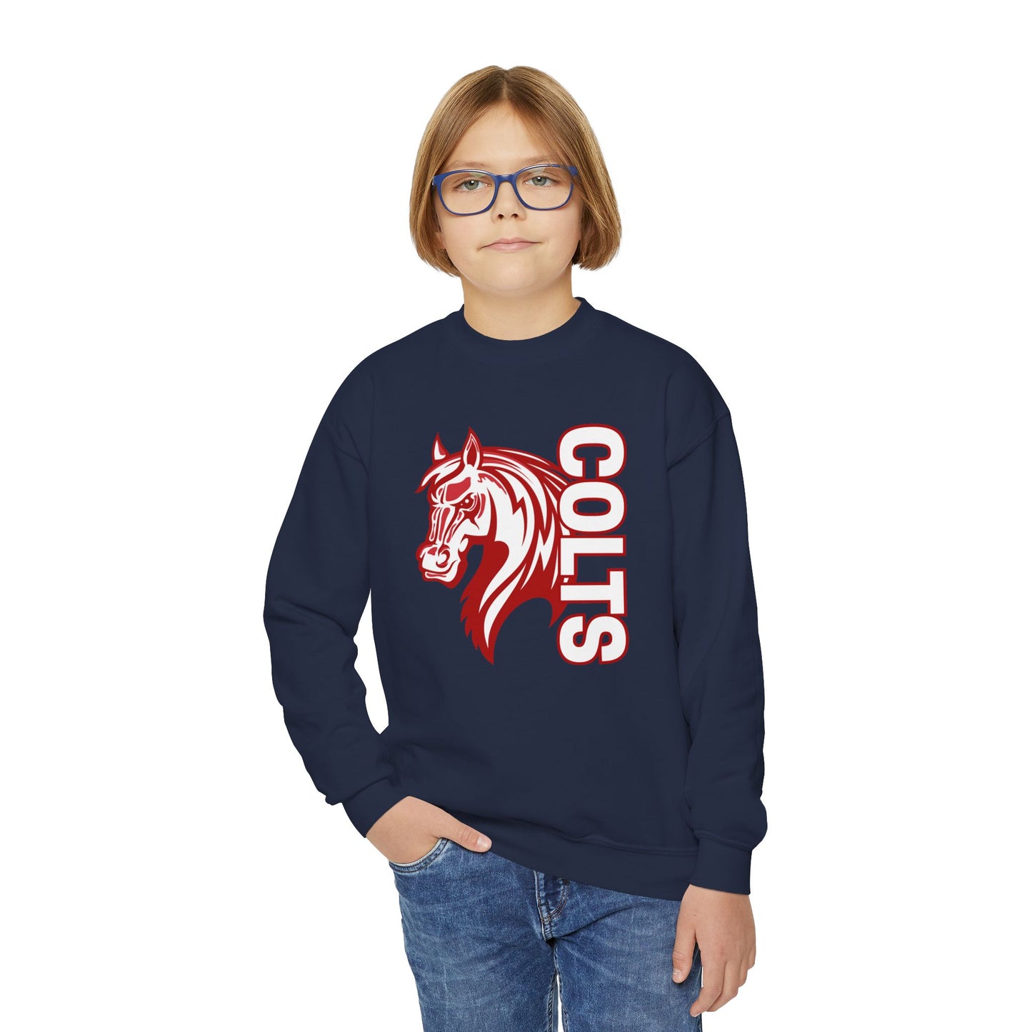 YOUTH -- Colts Mascot Head Horse West Jessamine Sweater