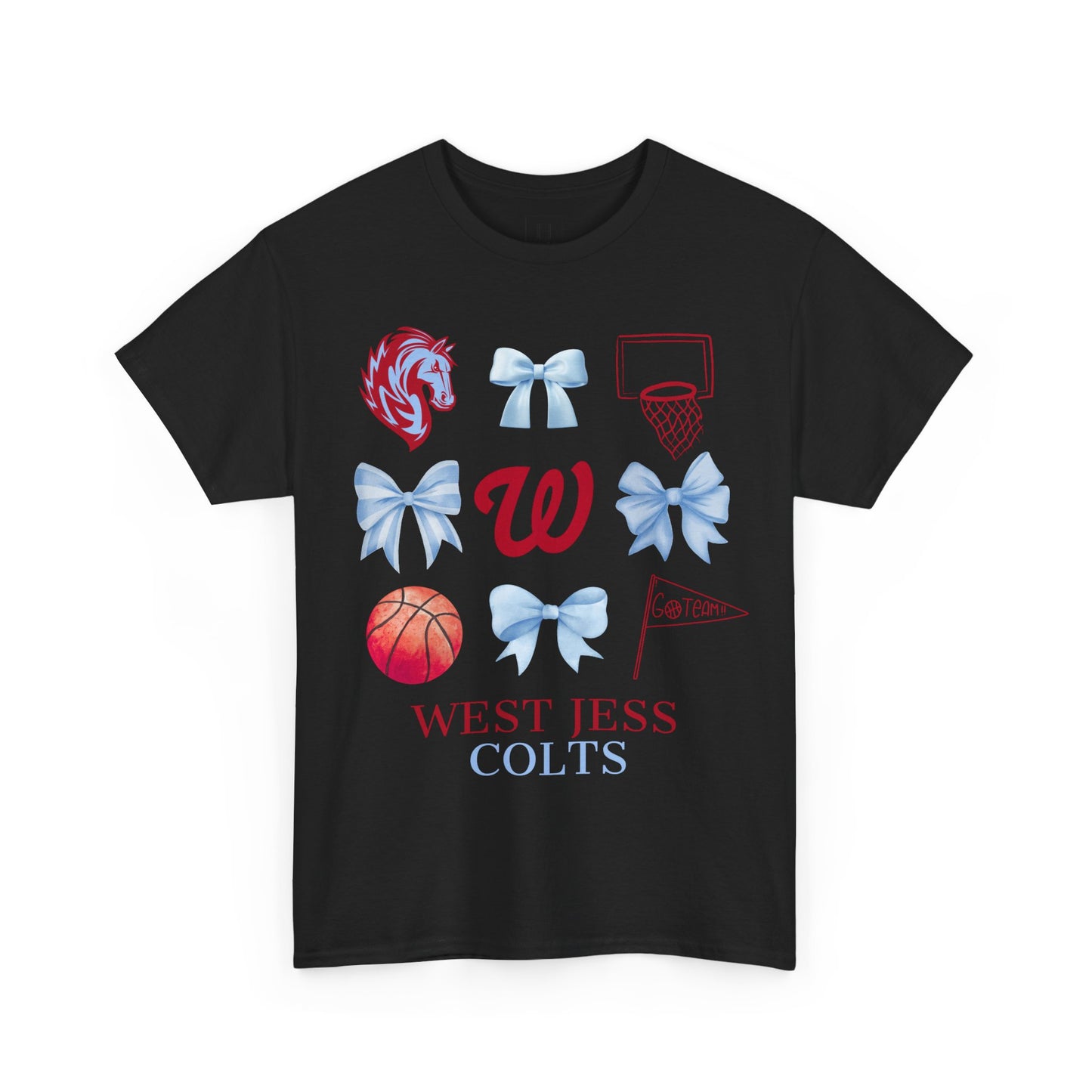 West Jessamine Colts Coquette Basketball Bows - Unisex Tee