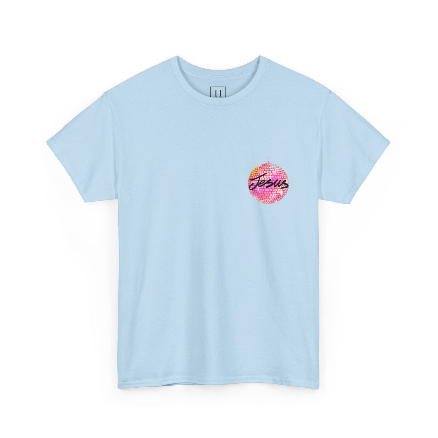 Love like jesus disco christian shirt pink (front and back)