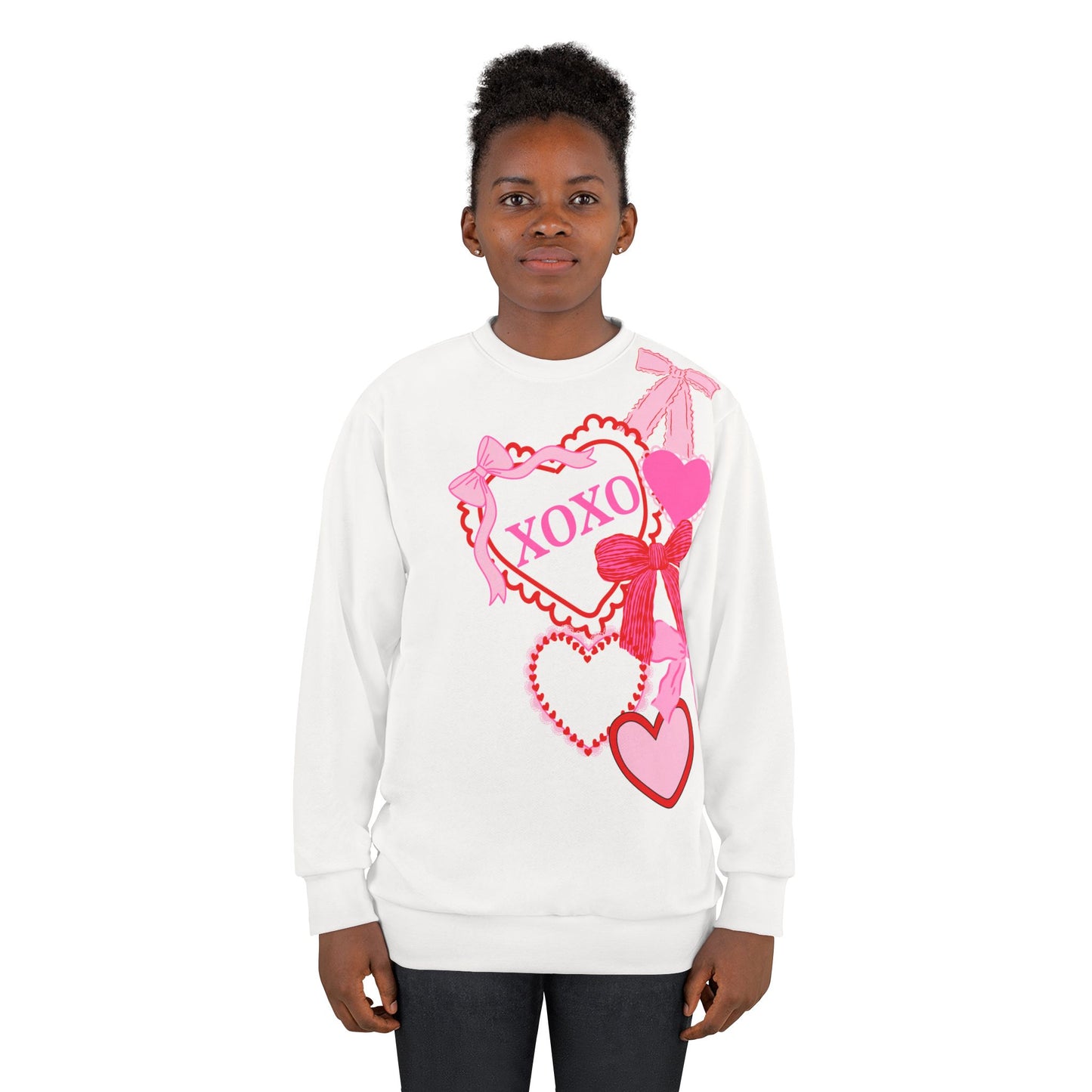 XOXO Hearts & Bows Sweatshirt — Cute Soda Logo All-Over Print