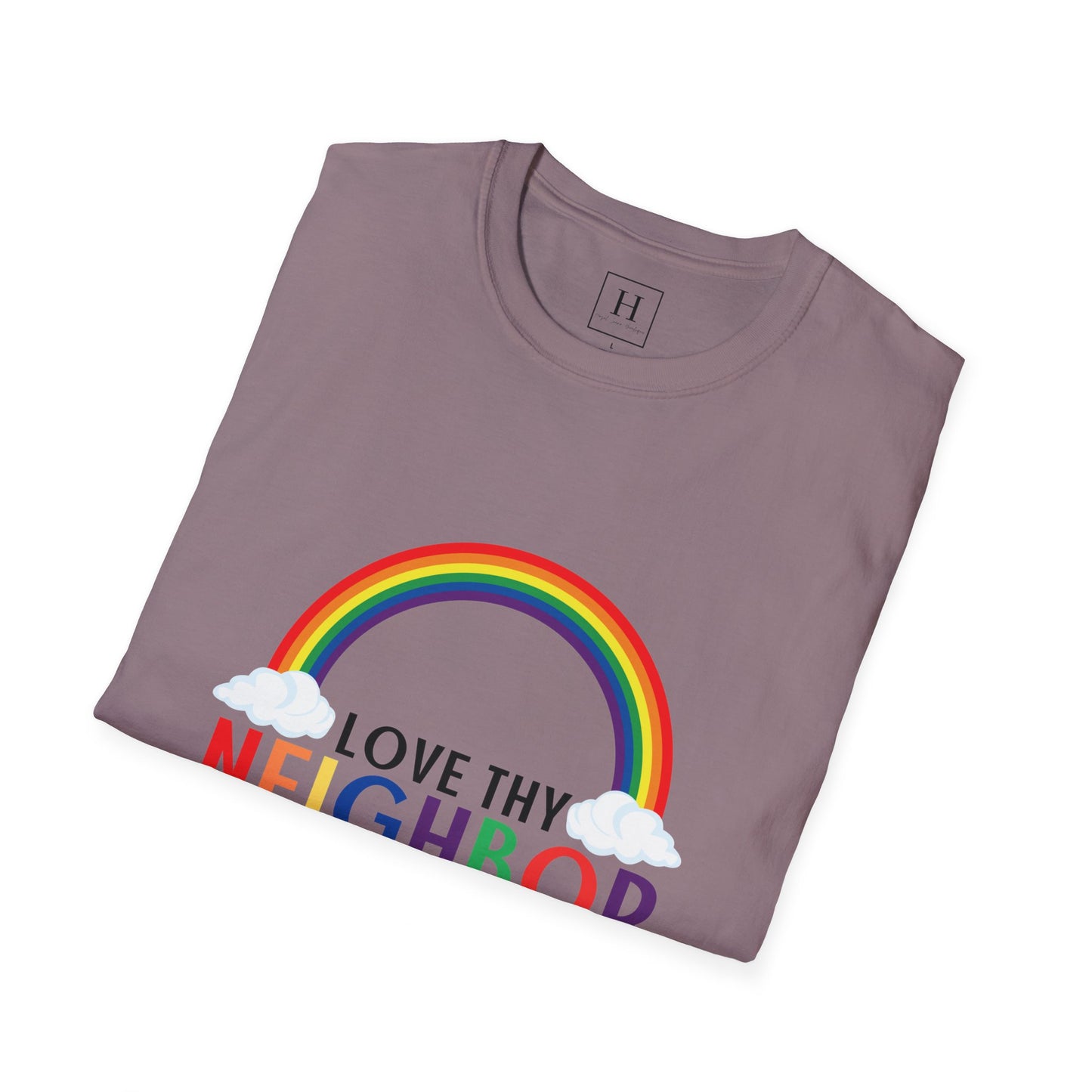Bright Rainbow Love Thy Neighbor Christian T-shirt