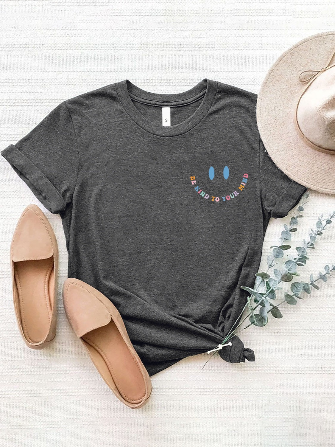 Grateful Thankful Blessed Graphic Round Neck Short Sleeve T-Shirt