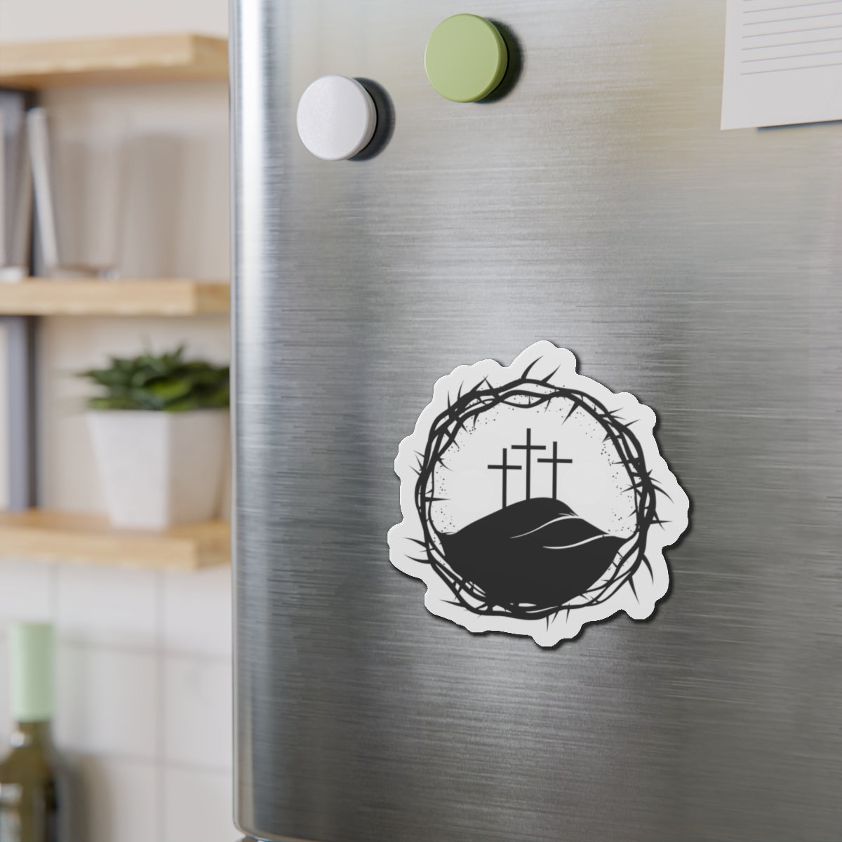 Christian King Crown w/ Cross Die-Cut Magnets for Home Decor, Stylish Refrigerator Magnet, Personalized Office Decor, Custom Gift Idea, Modern Home Accessories