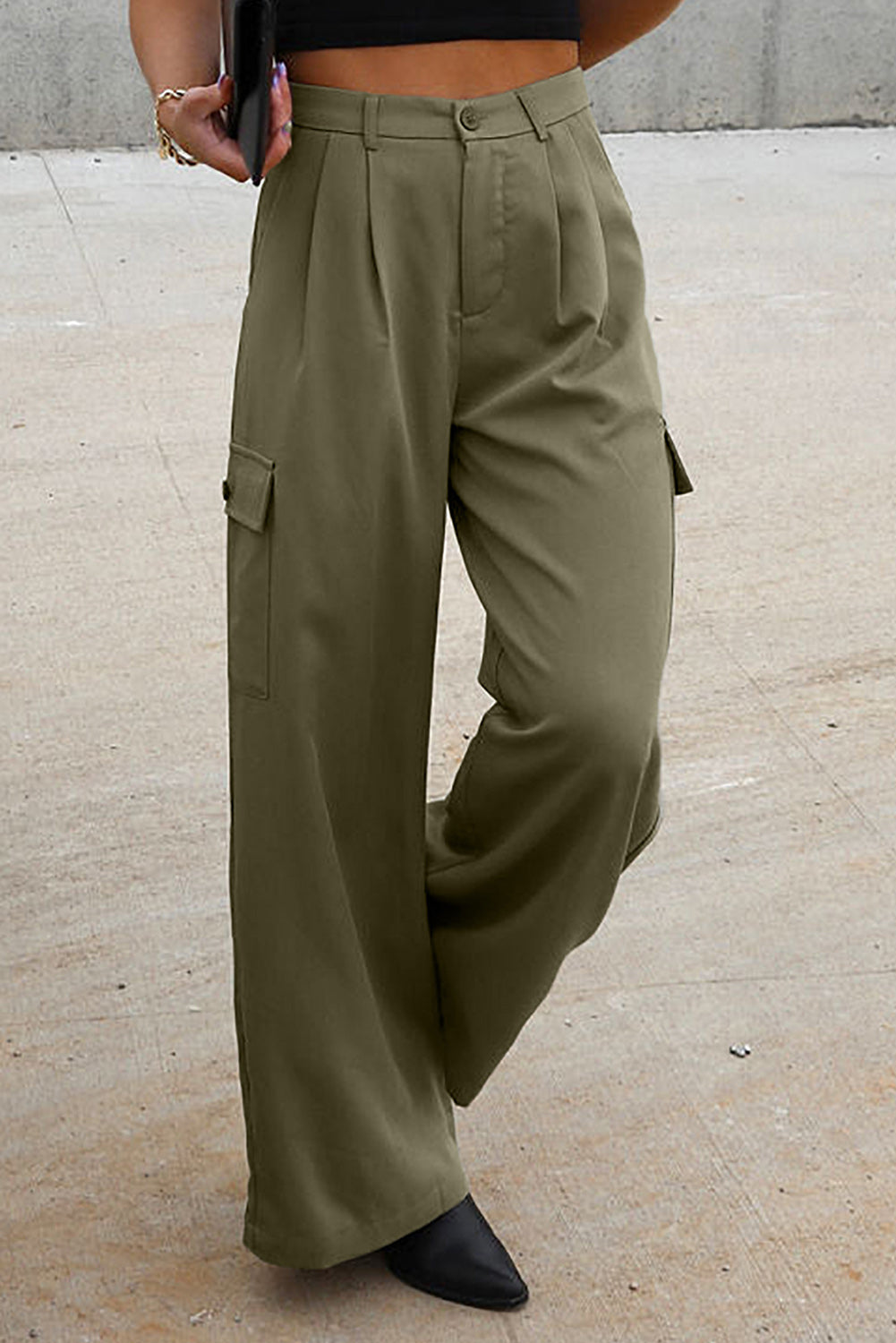 Ruched Wide Leg Cargo Pants