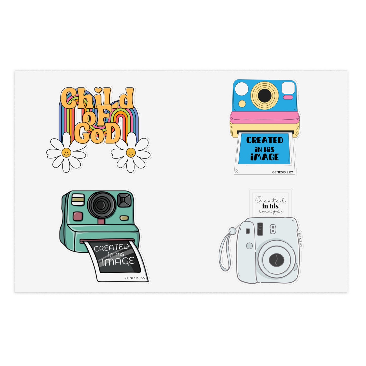 Created In His Image Polaroid Camera Christian Sticker Sheets