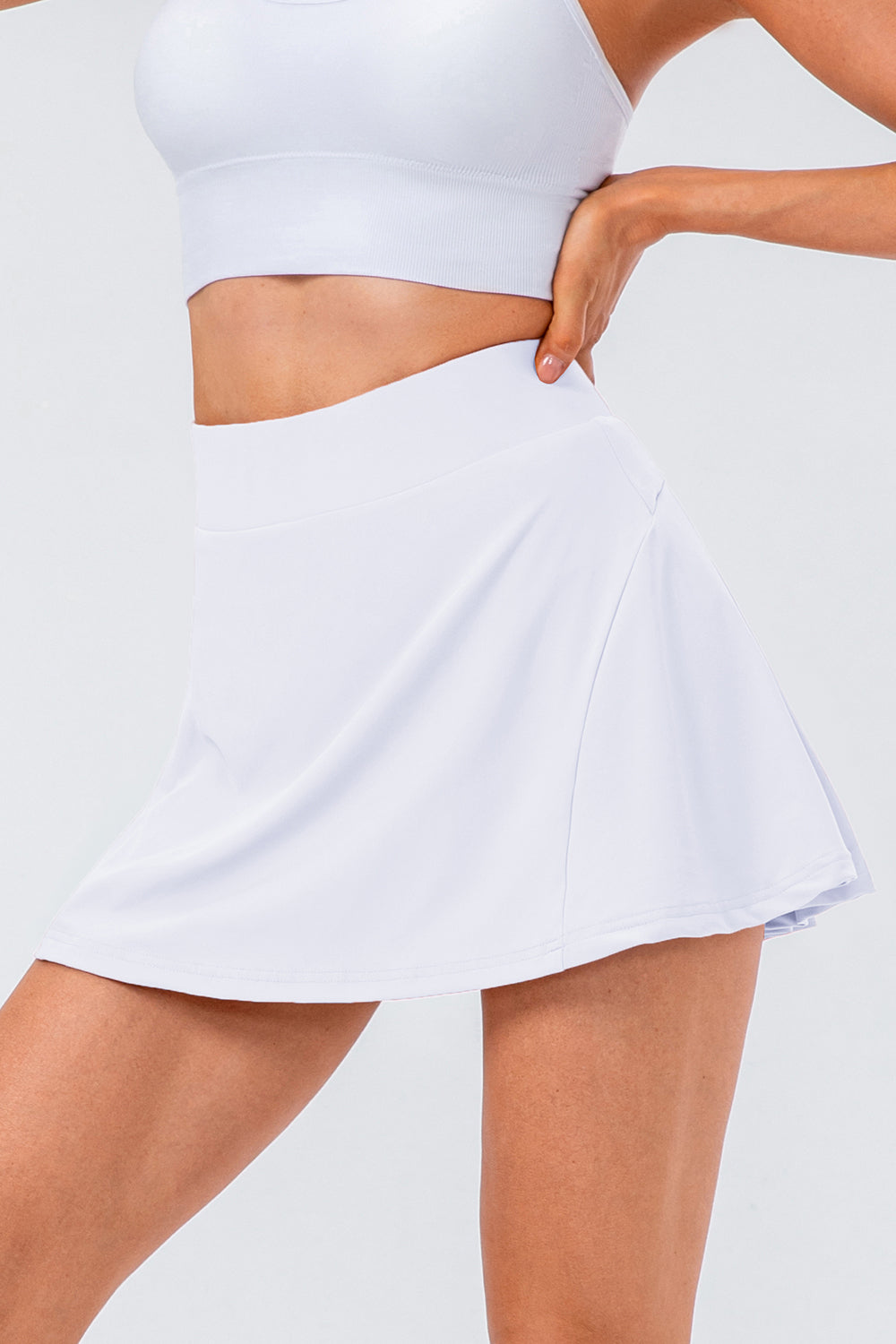 High Waist Pleated Active Skort