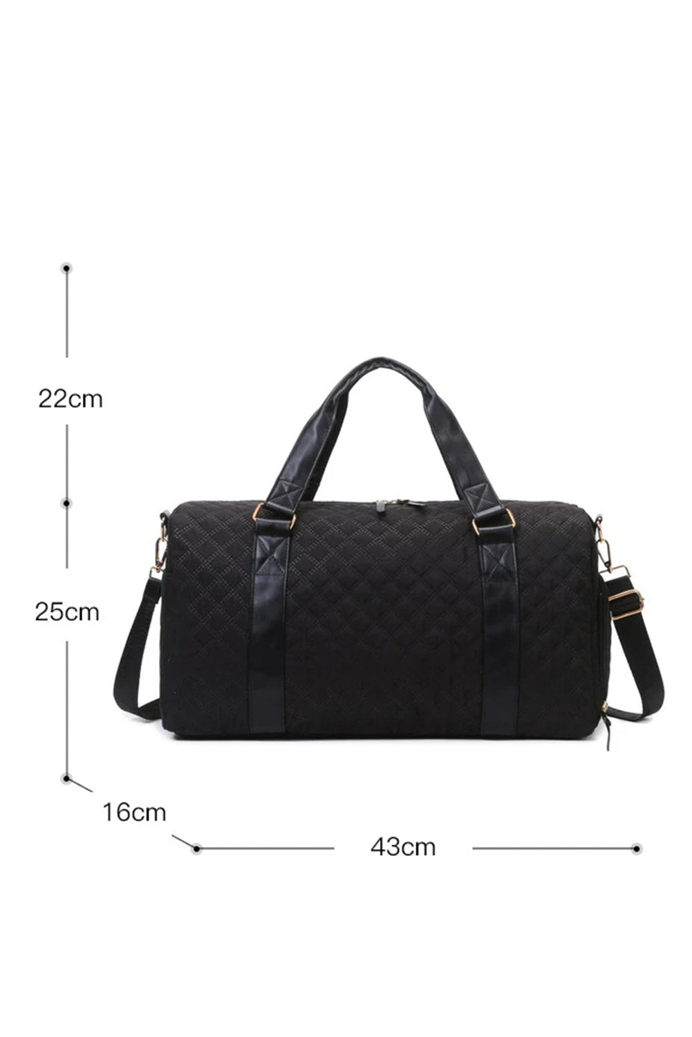 Black Plaid Large Capacity Travel Duffle Bag