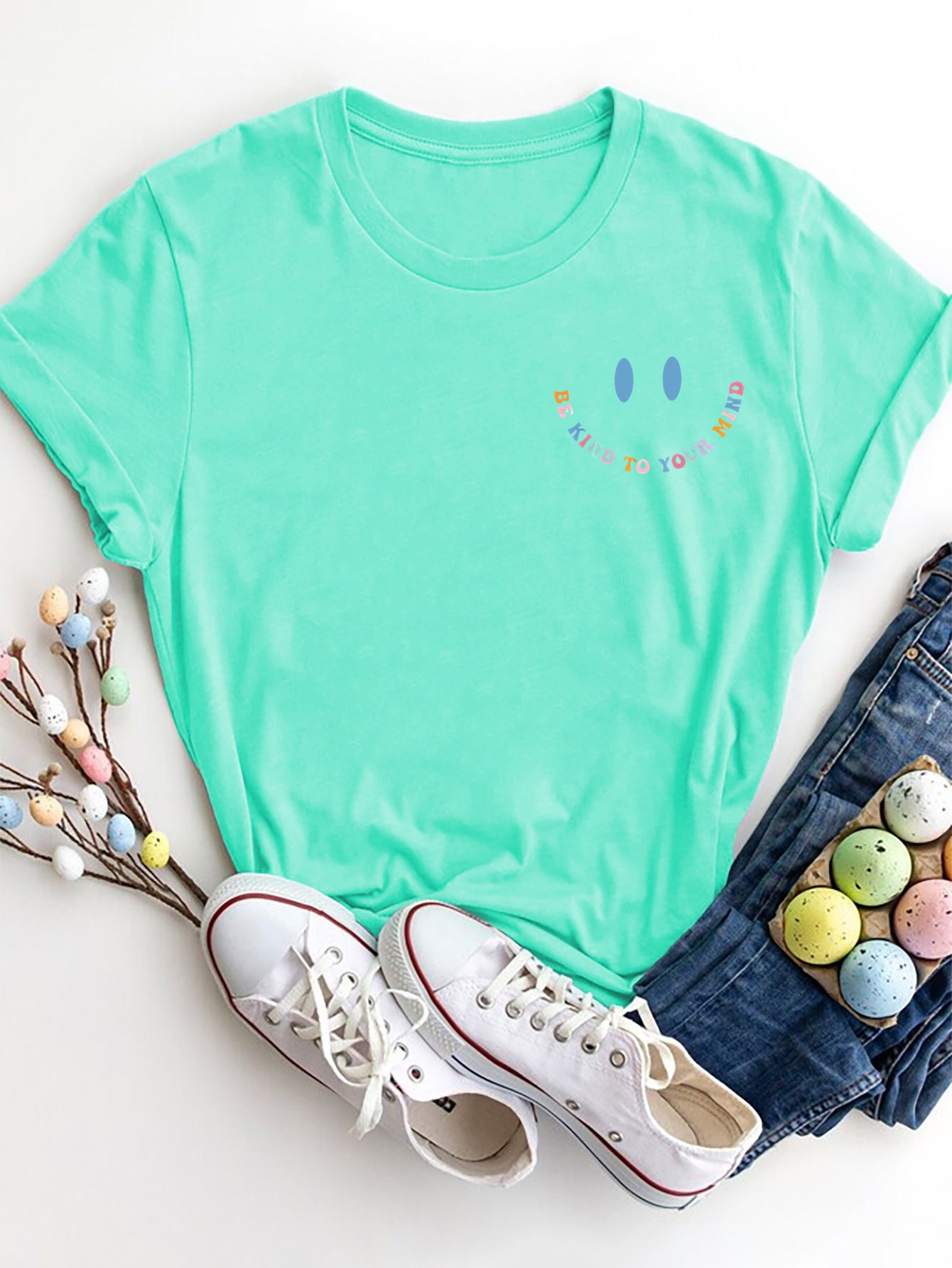 Grateful Thankful Blessed Graphic Round Neck Short Sleeve T-Shirt