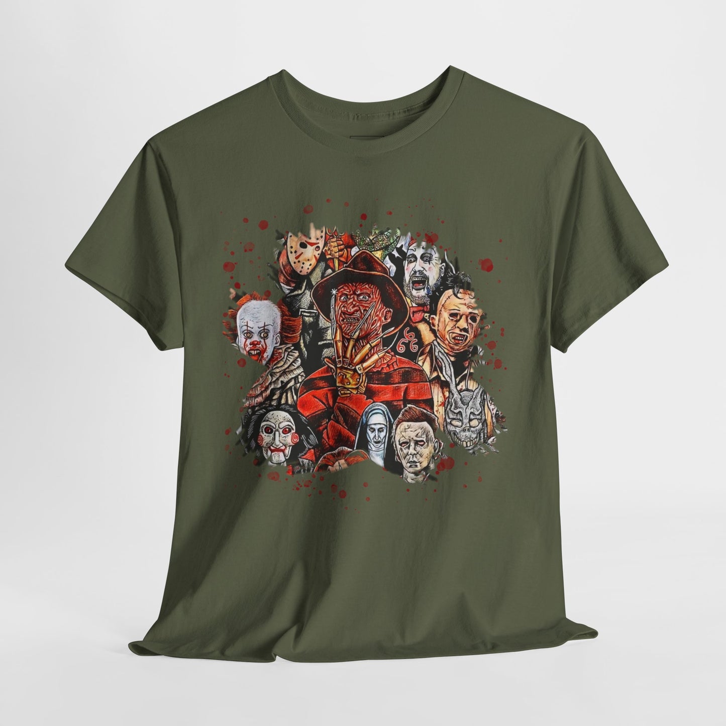 Halloween; Classic Horror Characters with Blood Splatter -- Unisex