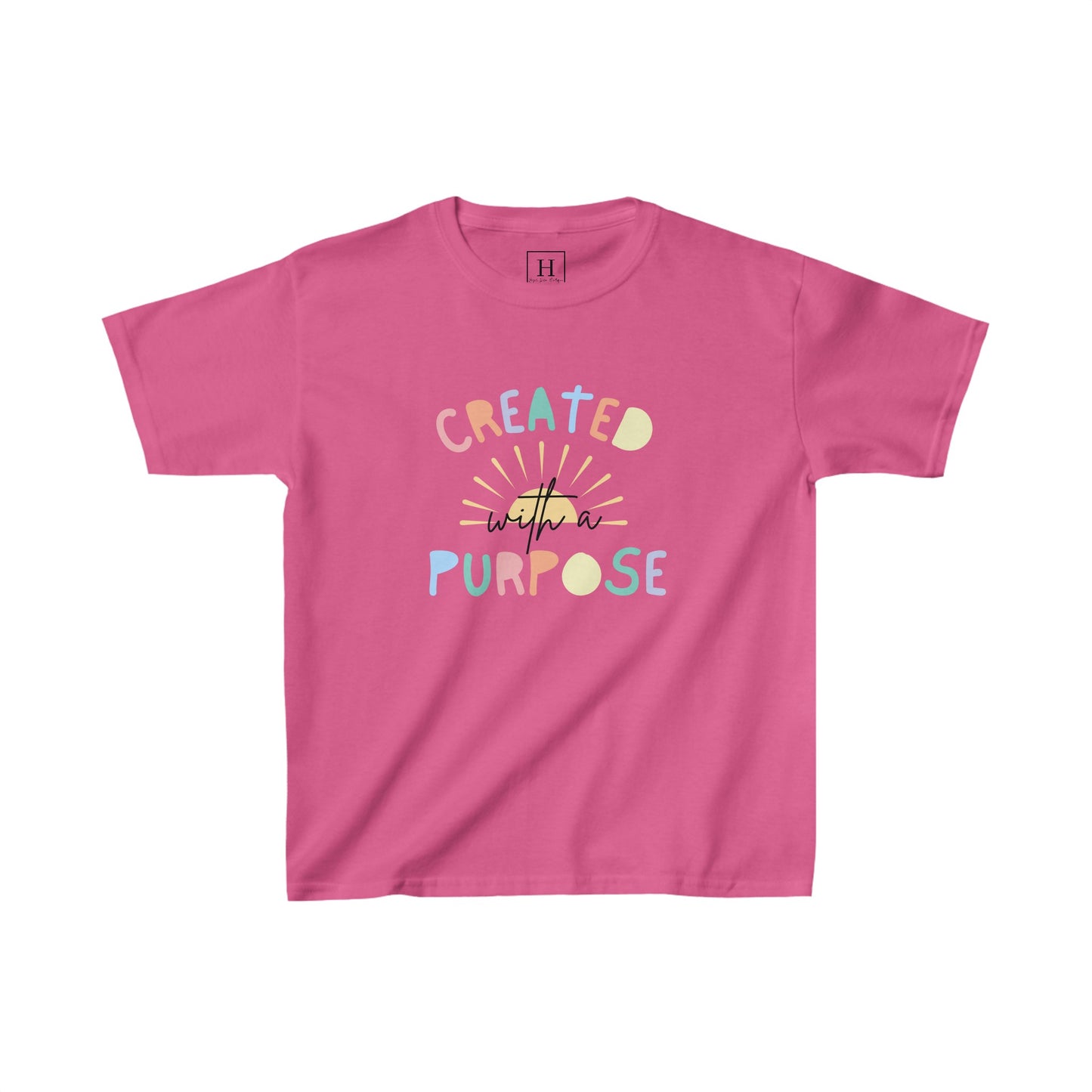 Kids Created With A Purpose Christian Heavy Cotton Tee