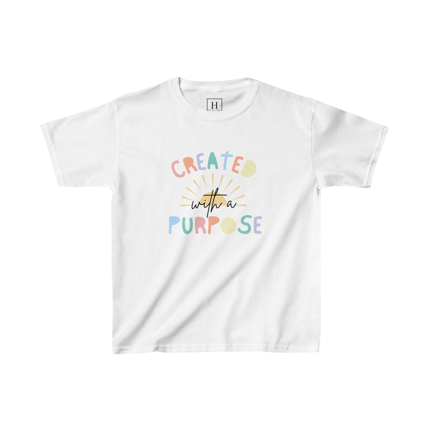 Kids Created With A Purpose Christian Heavy Cotton Tee