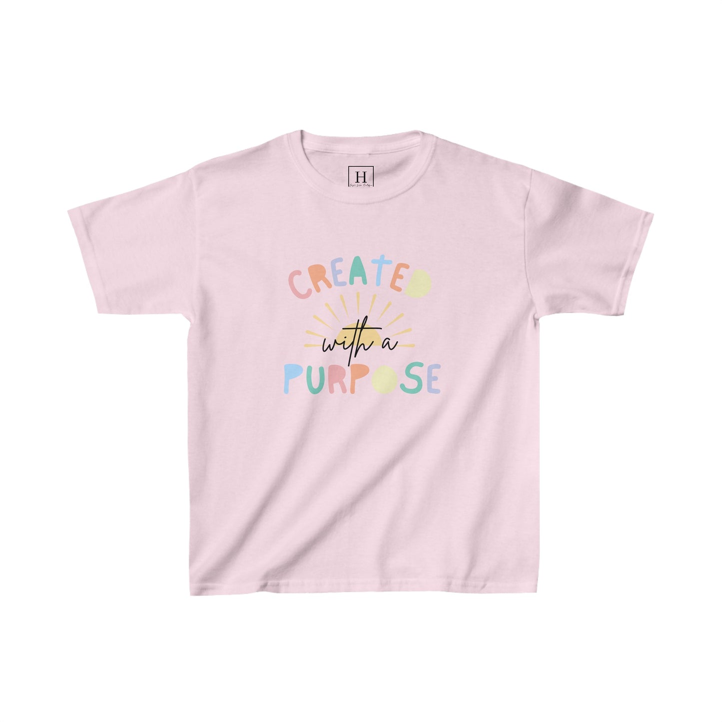 Kids Created With A Purpose Christian Heavy Cotton Tee