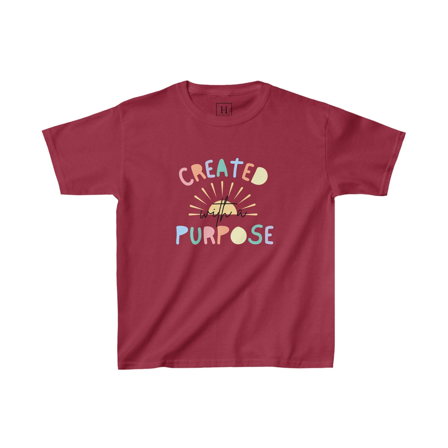Kids Created With A Purpose Christian Heavy Cotton Tee