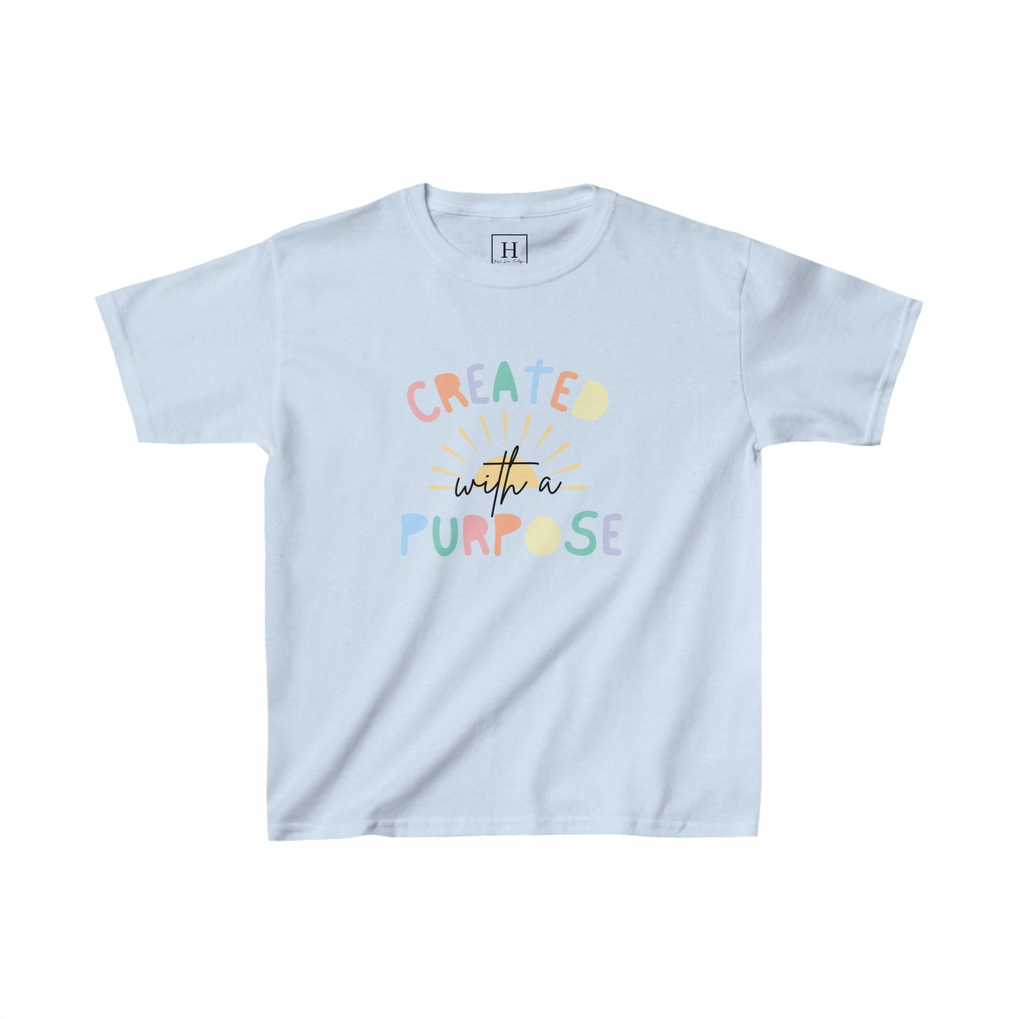 Kids Created With A Purpose Christian Heavy Cotton Tee