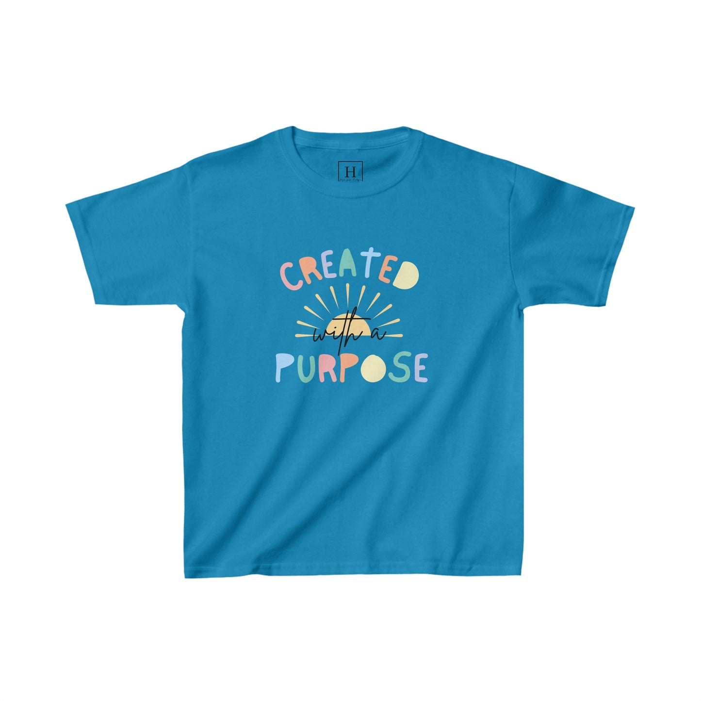 Kids Created With A Purpose Christian Heavy Cotton Tee