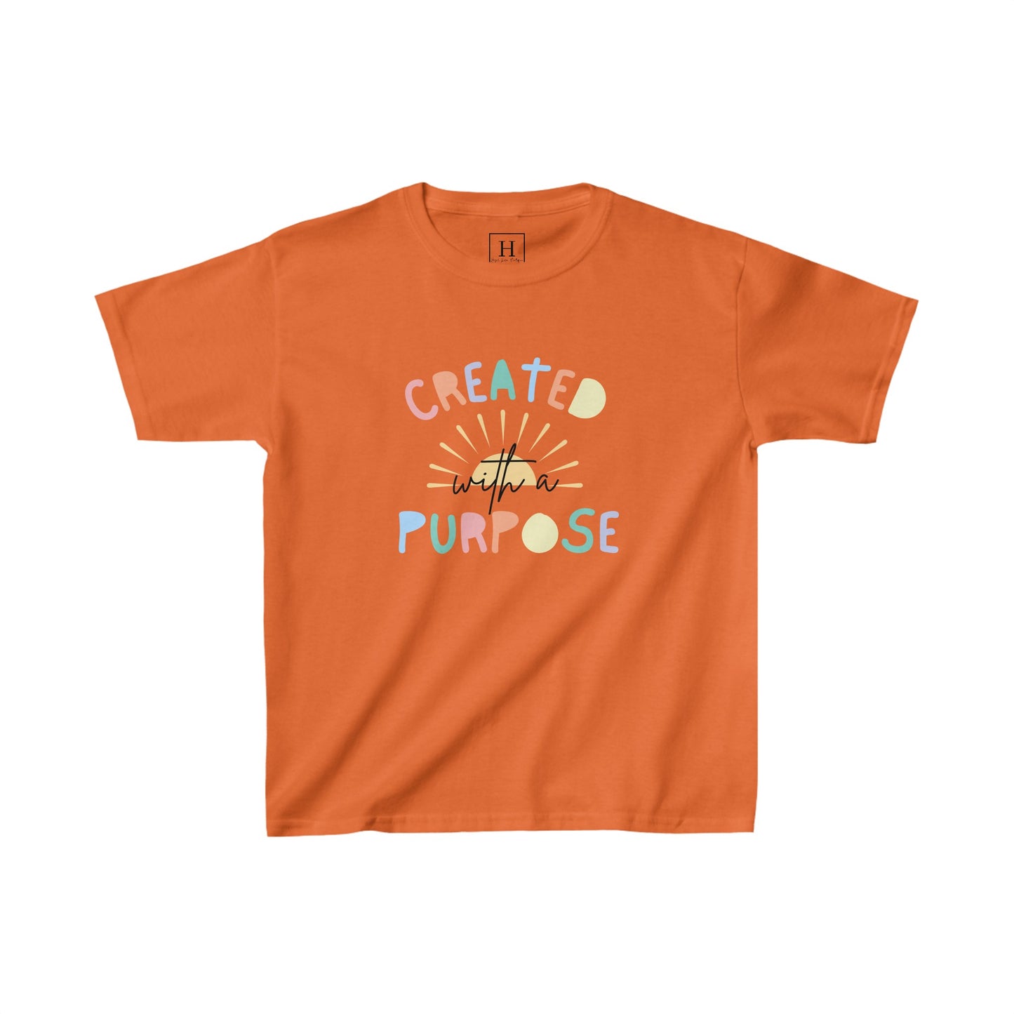 Kids Created With A Purpose Christian Heavy Cotton Tee