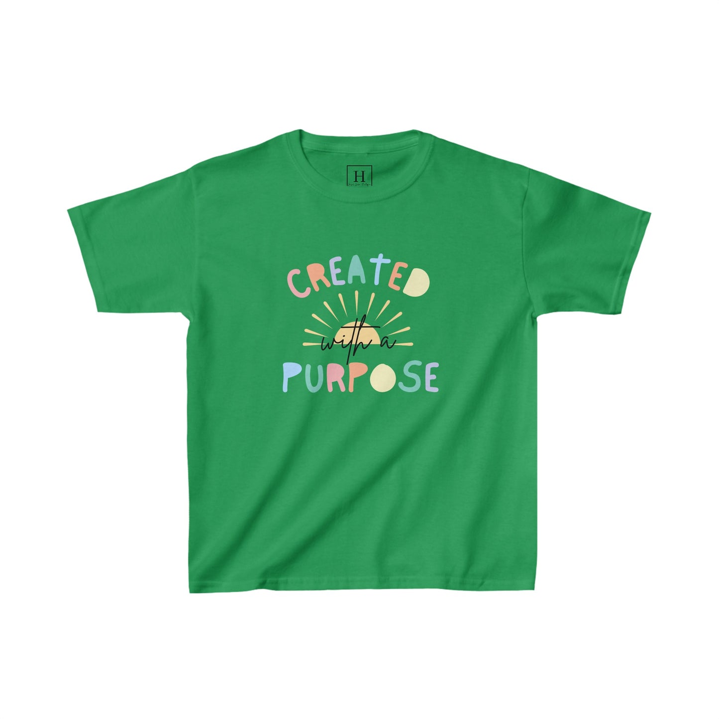 Kids Created With A Purpose Christian Heavy Cotton Tee