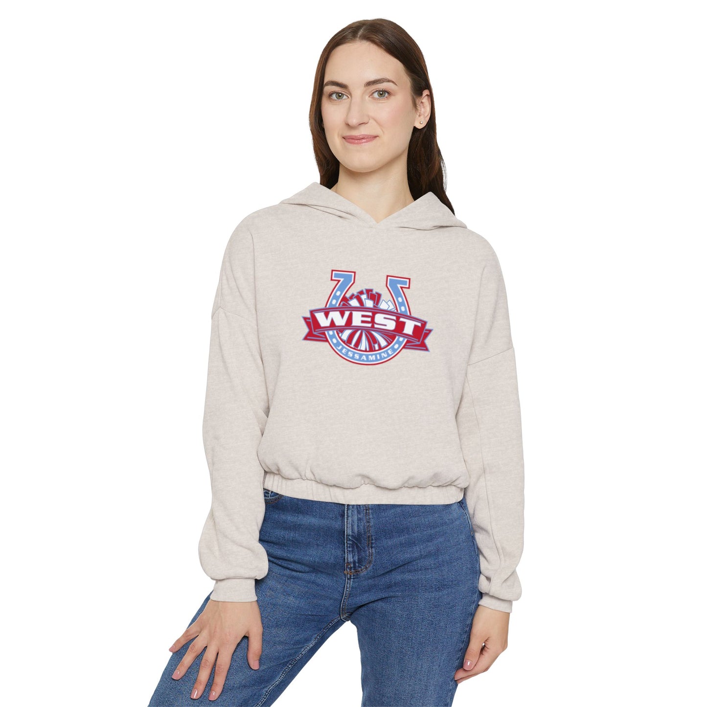 West HORSESHOE CHEER POM -- Women's Cinched/Cropped Hoodie