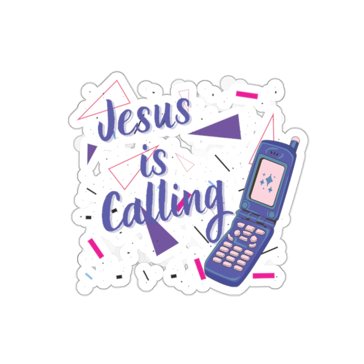 Jesus Is Calling Retro Cell Phone Christian Kiss-Cut Stickers