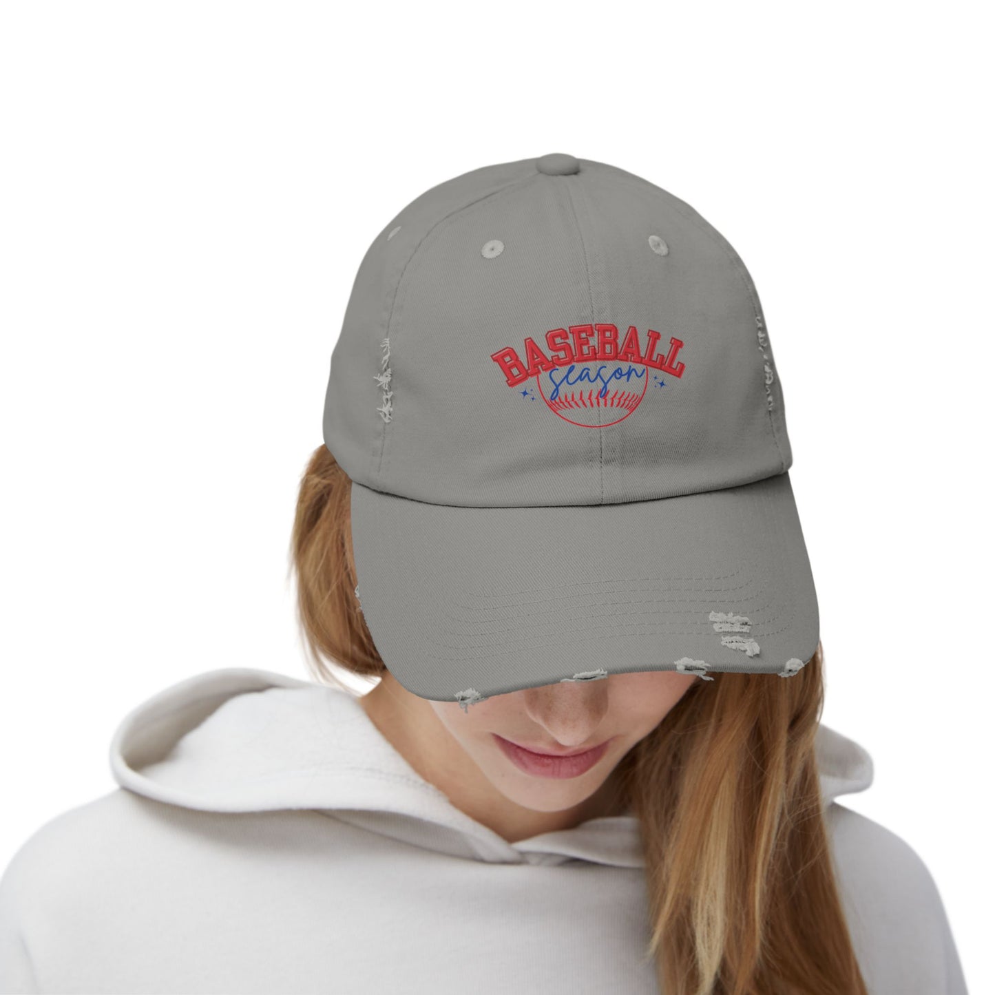 Baseball red white blue season hat