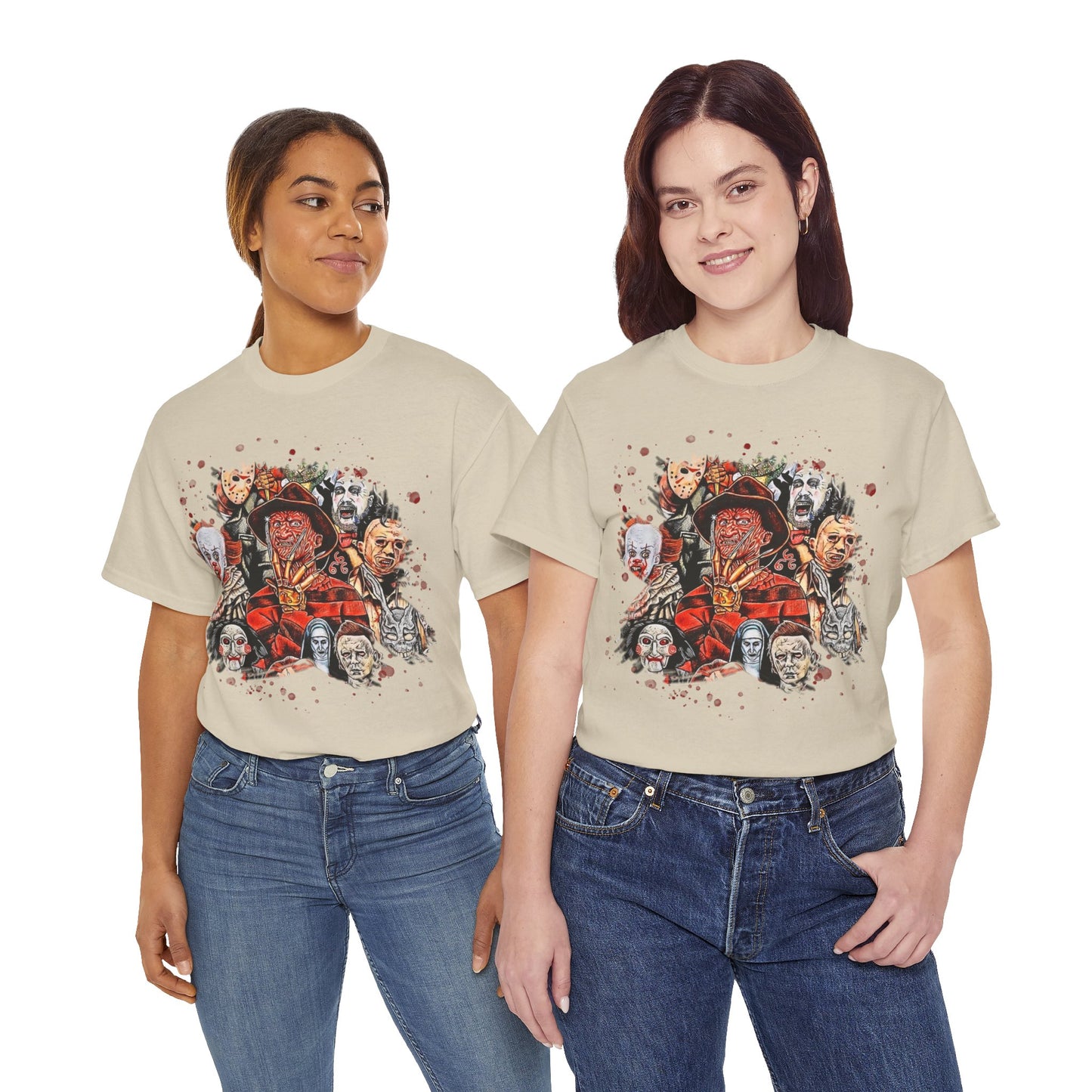 Halloween; Classic Horror Characters with Blood Splatter -- Unisex