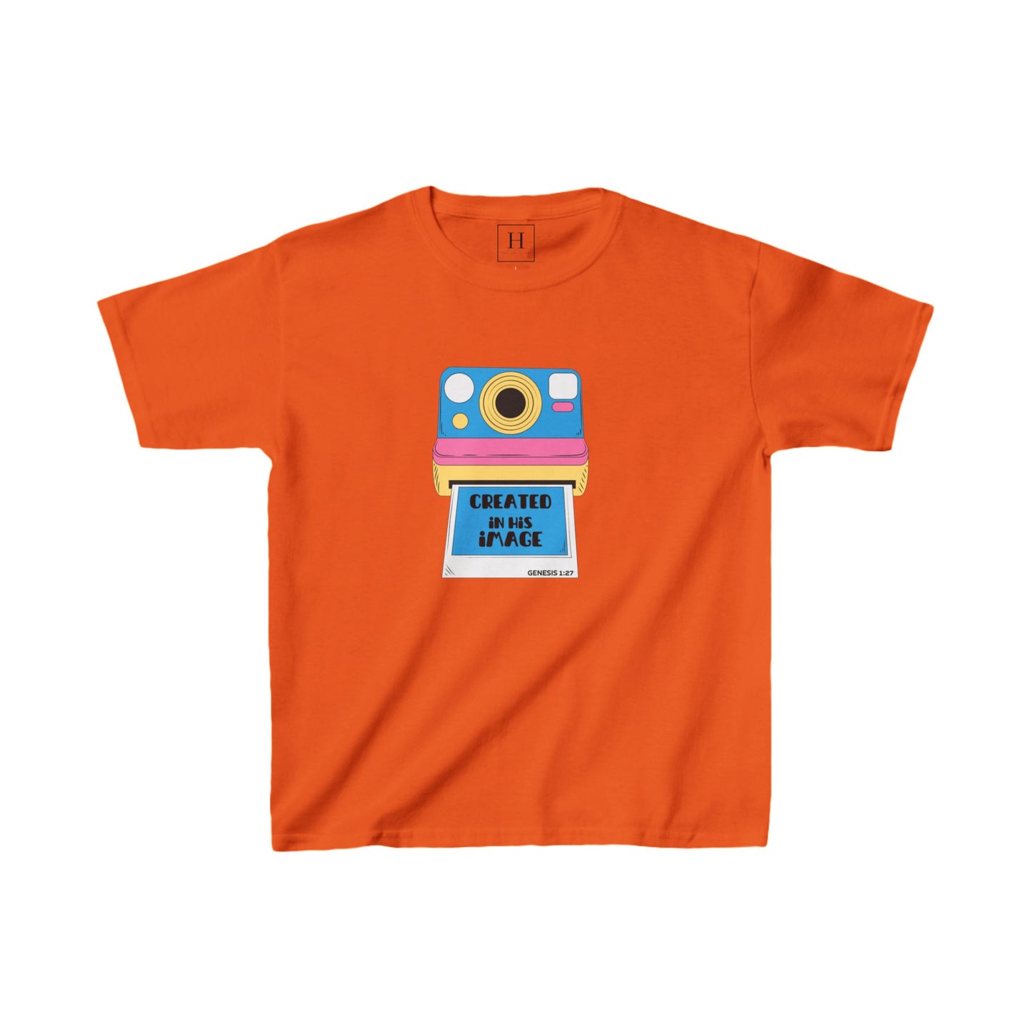 Youth - Created In His Image Polaroid Camera Christian Heavy Cotton Tee