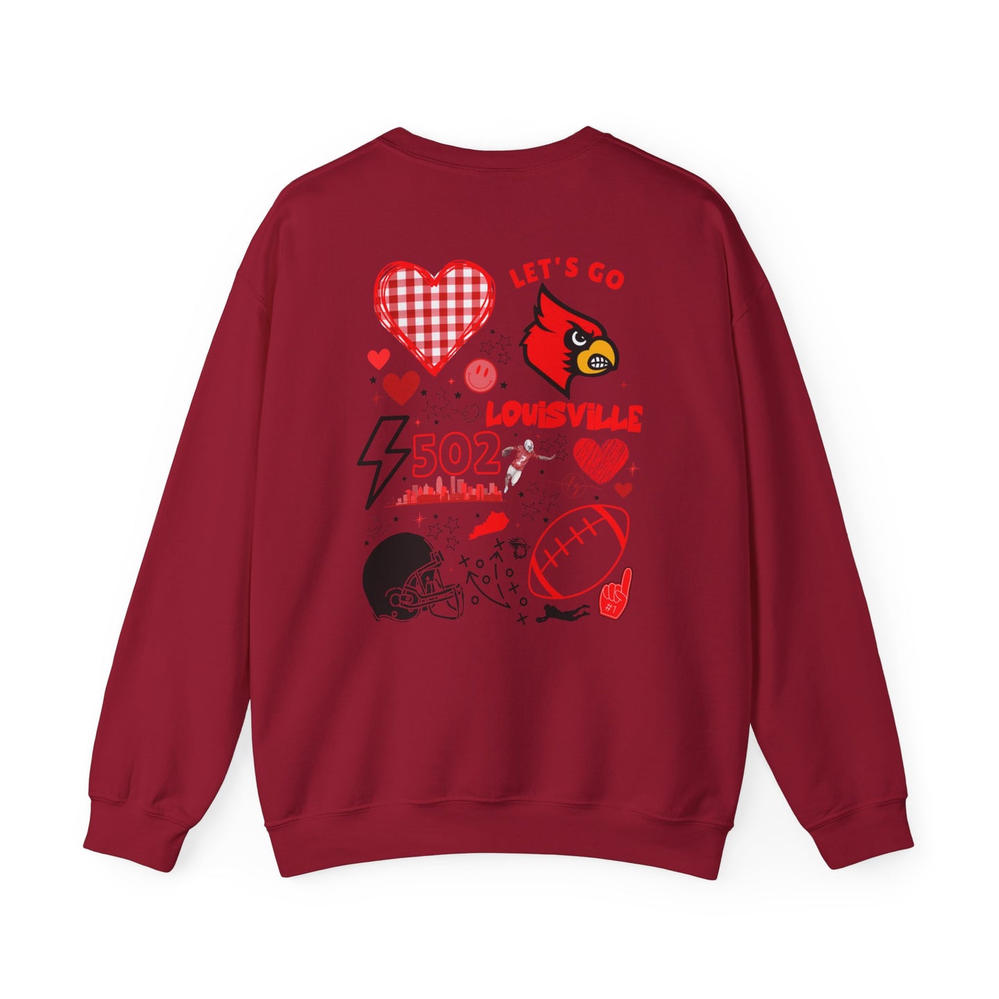 Louisville (502) Cardinals Sweatshirts (Front & Back)