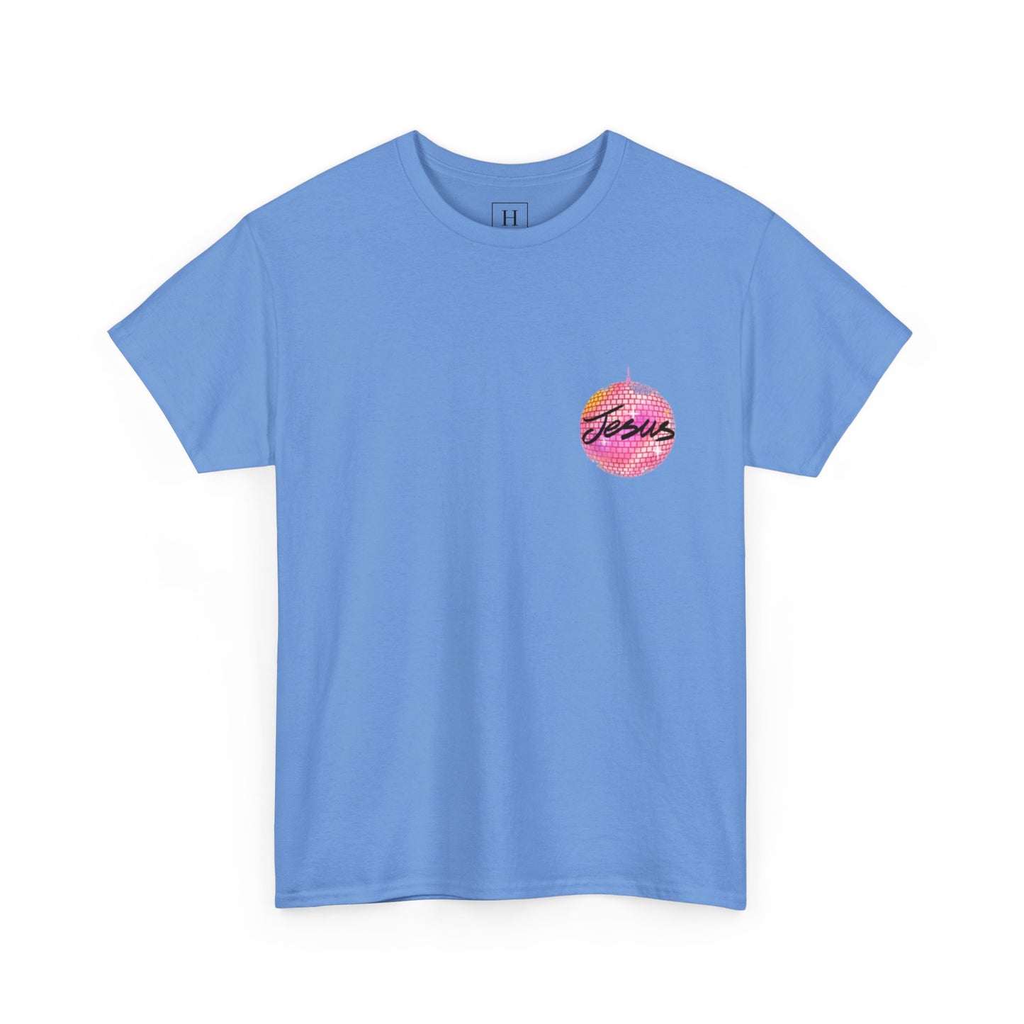 Love like jesus disco christian shirt pink (front and back)