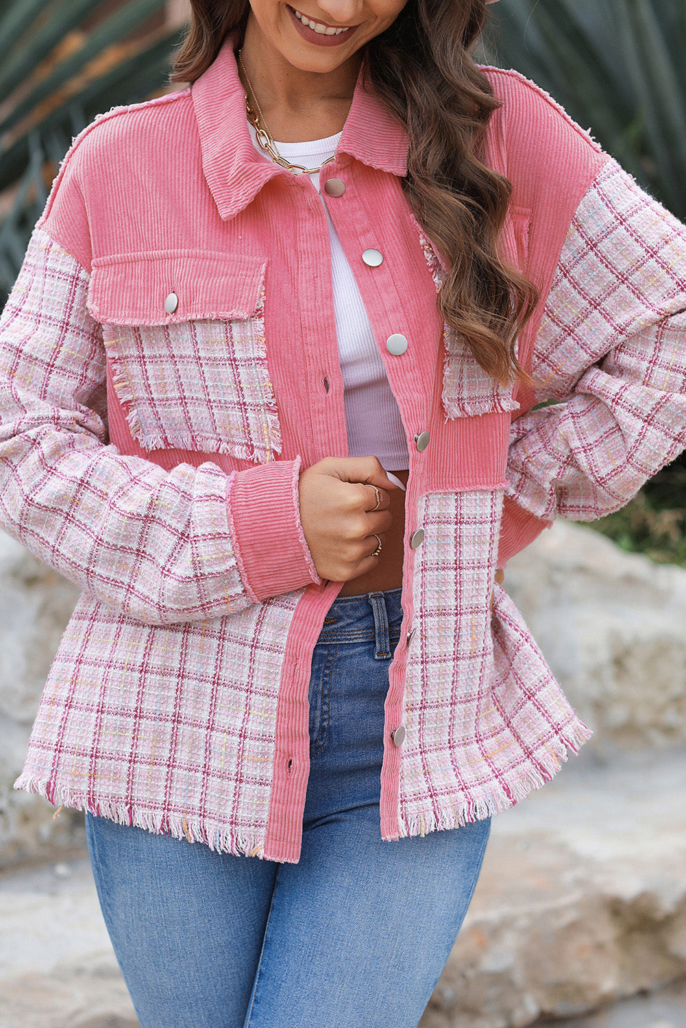 Plaid Button Up Long Sleeve Shacket