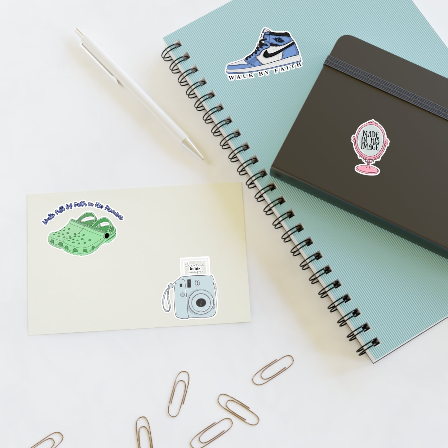 Created In His Image and Walk By Faith Nike Shoes Christian Sticker Sheets