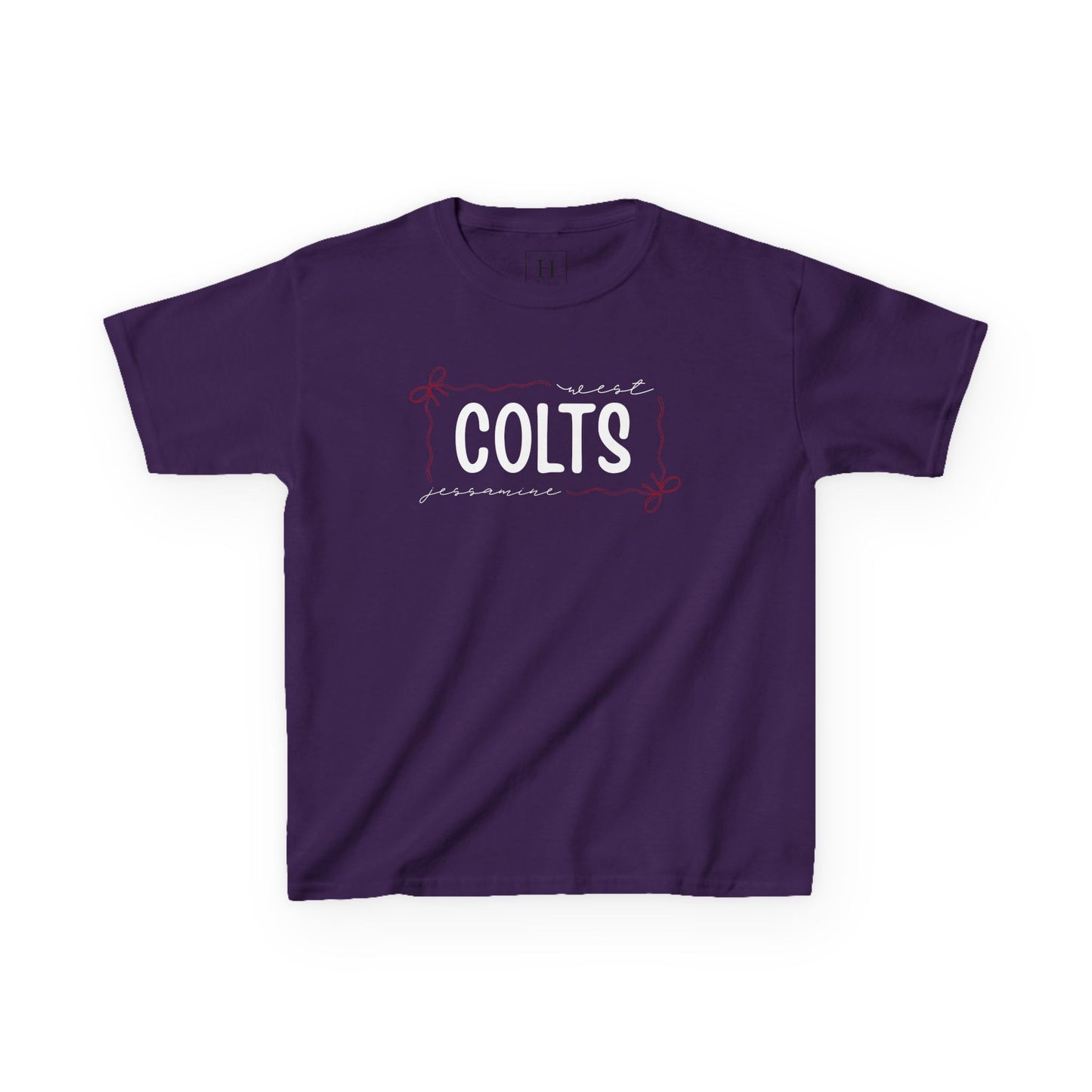 YOUTH -- West Jessamine COLTS coquette bow border - Unisex Tee