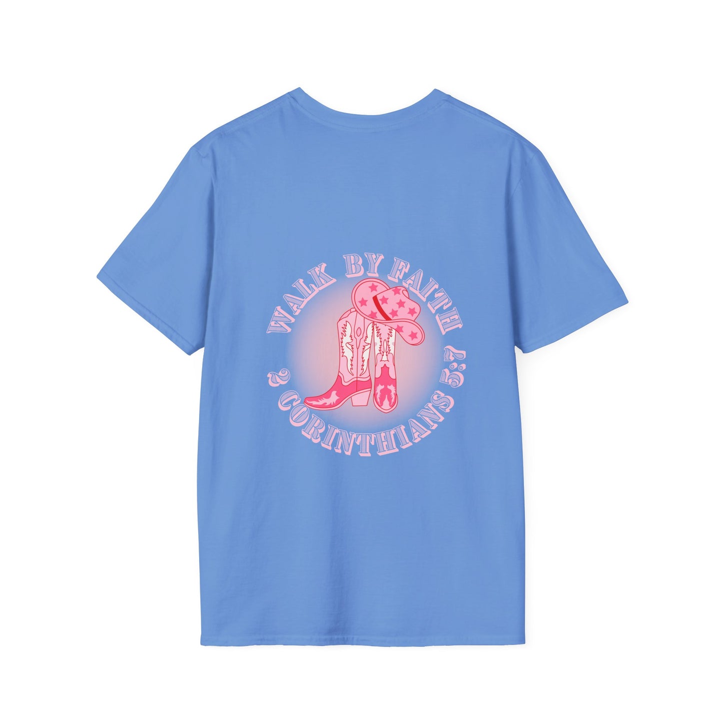 walk by faith cowgirl boot christian shirt (front and back)