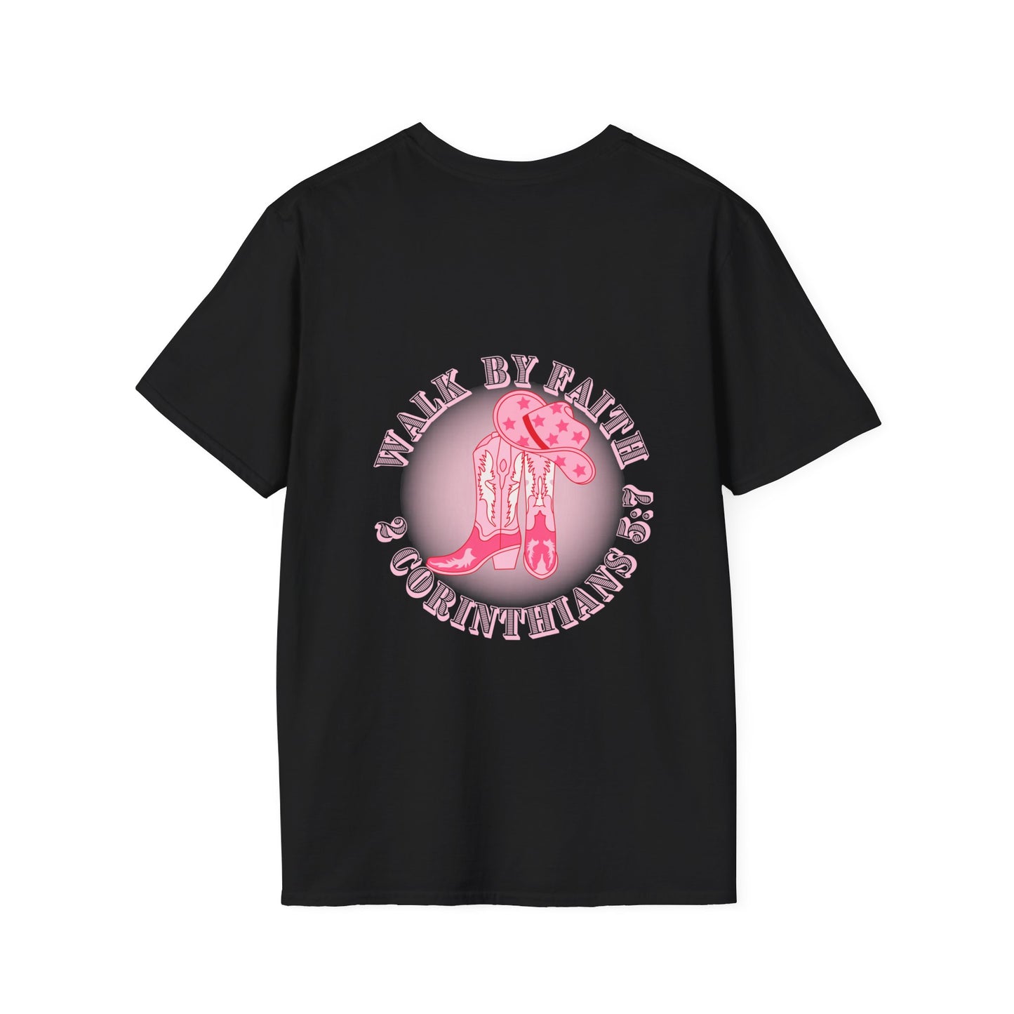 walk by faith cowgirl boot christian shirt (front and back)
