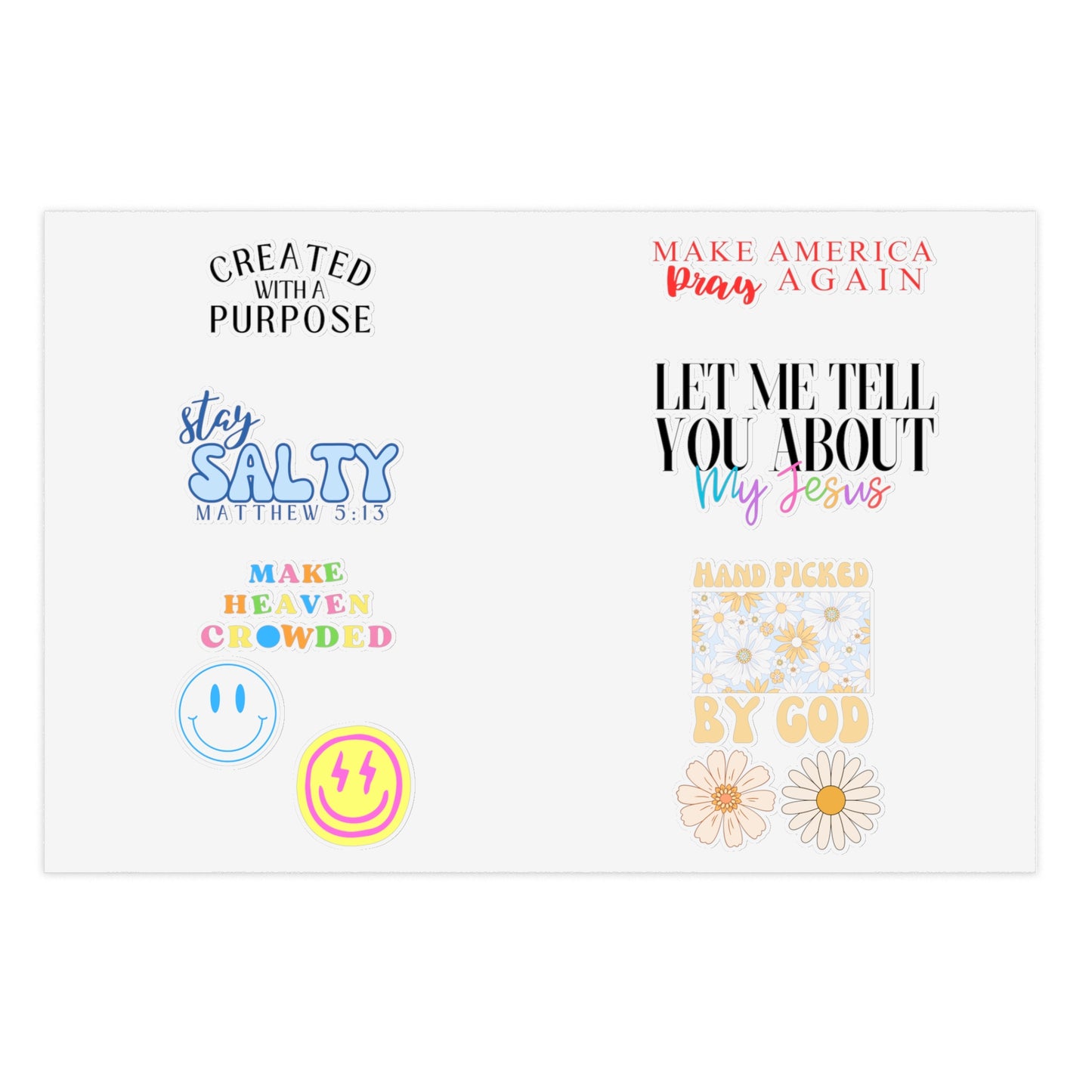 Christian Christian Sticker Sheets (Smiles, Flowers, and Quotes)