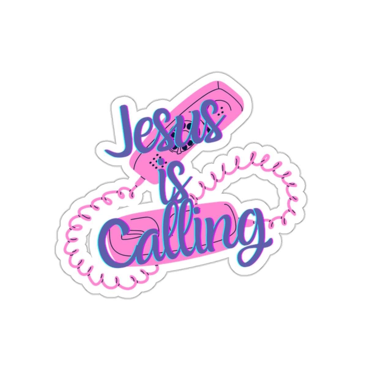 Jesus Is Calling Retro Phone Christian Kiss-Cut Stickers
