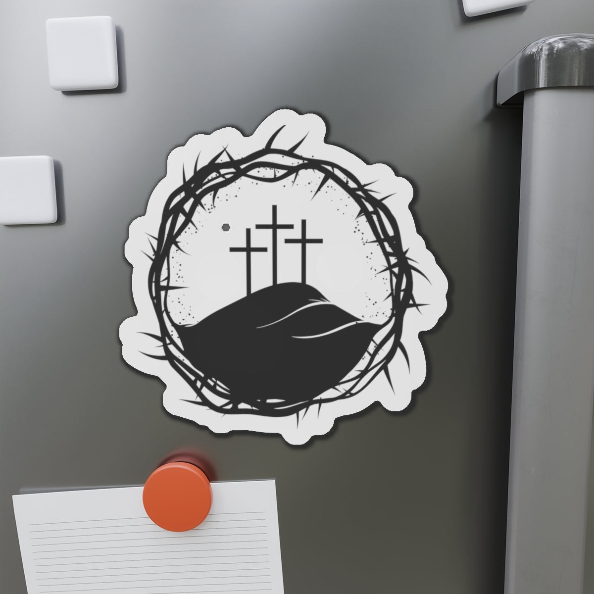 Christian King Crown w/ Cross Die-Cut Magnets for Home Decor, Stylish Refrigerator Magnet, Personalized Office Decor, Custom Gift Idea, Modern Home Accessories