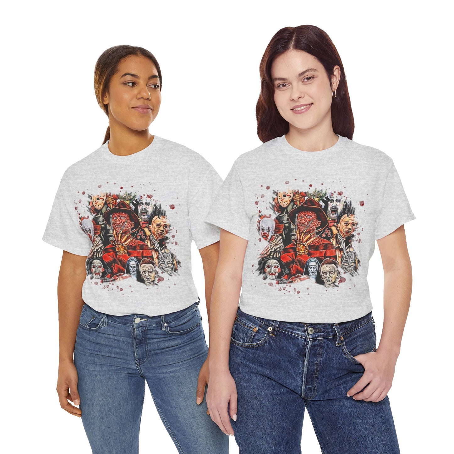 Halloween; Classic Horror Characters with Blood Splatter -- Unisex