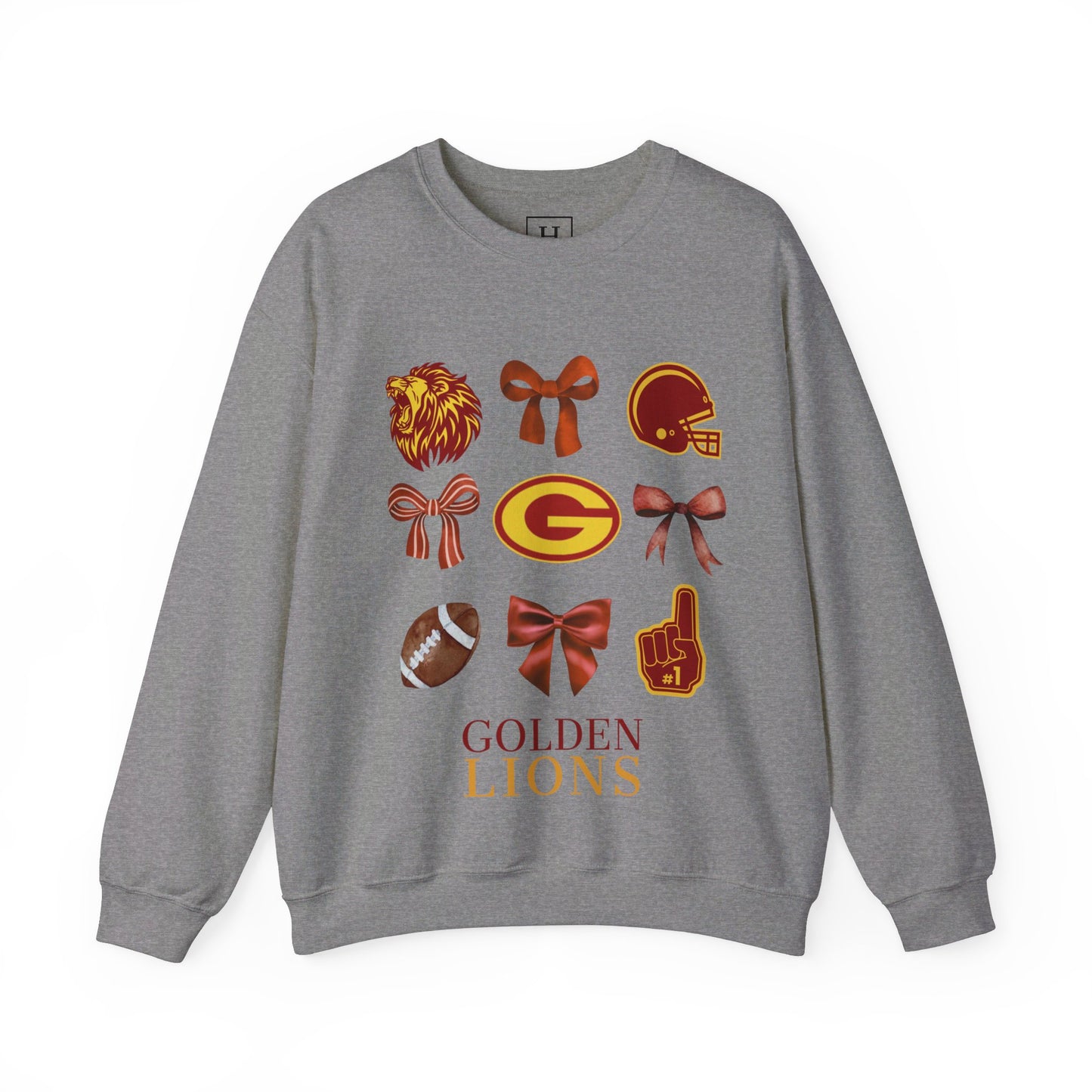 Garrard County High School Lions Bows & Football Sweaters (Front Only)