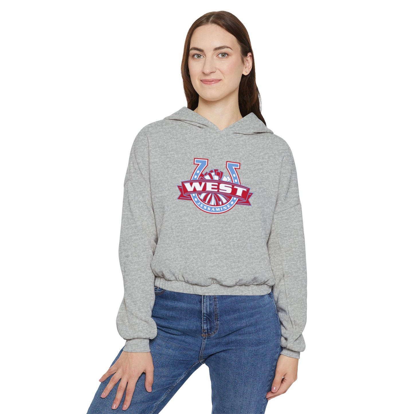 West HORSESHOE CHEER POM -- Women's Cinched/Cropped Hoodie