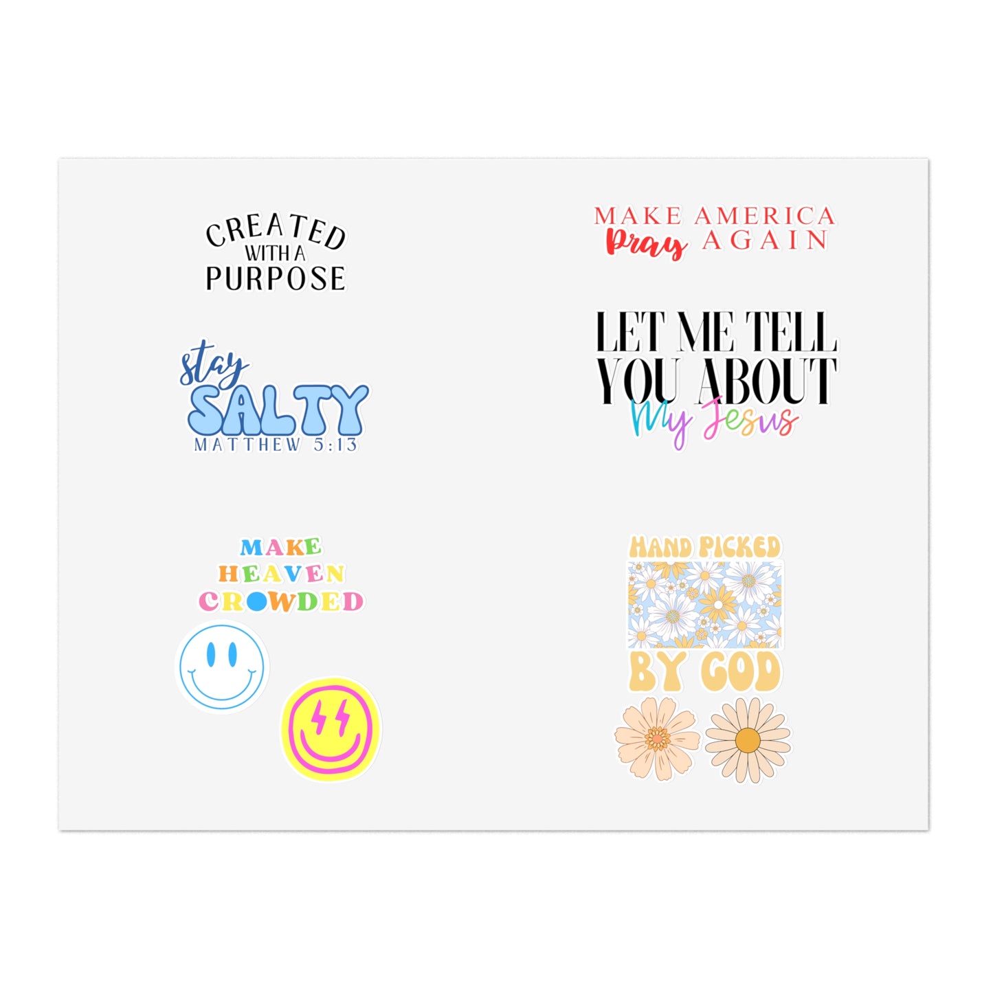 Christian Christian Sticker Sheets (Smiles, Flowers, and Quotes)