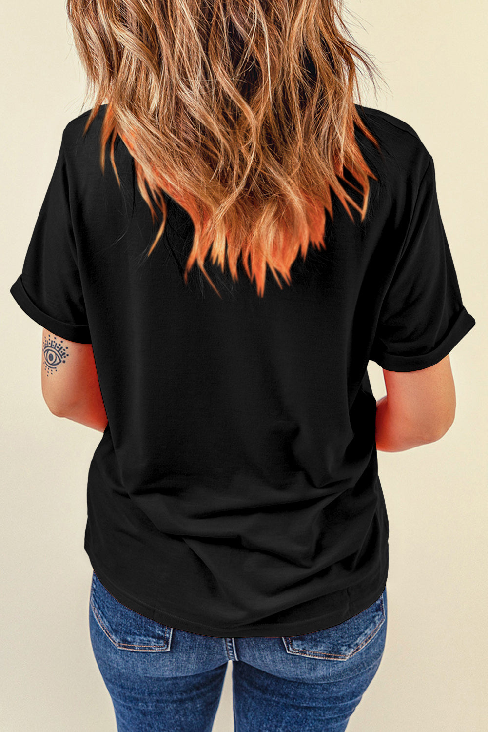 Teach Letter Graphic Round Neck Short Sleeve T-Shirt
